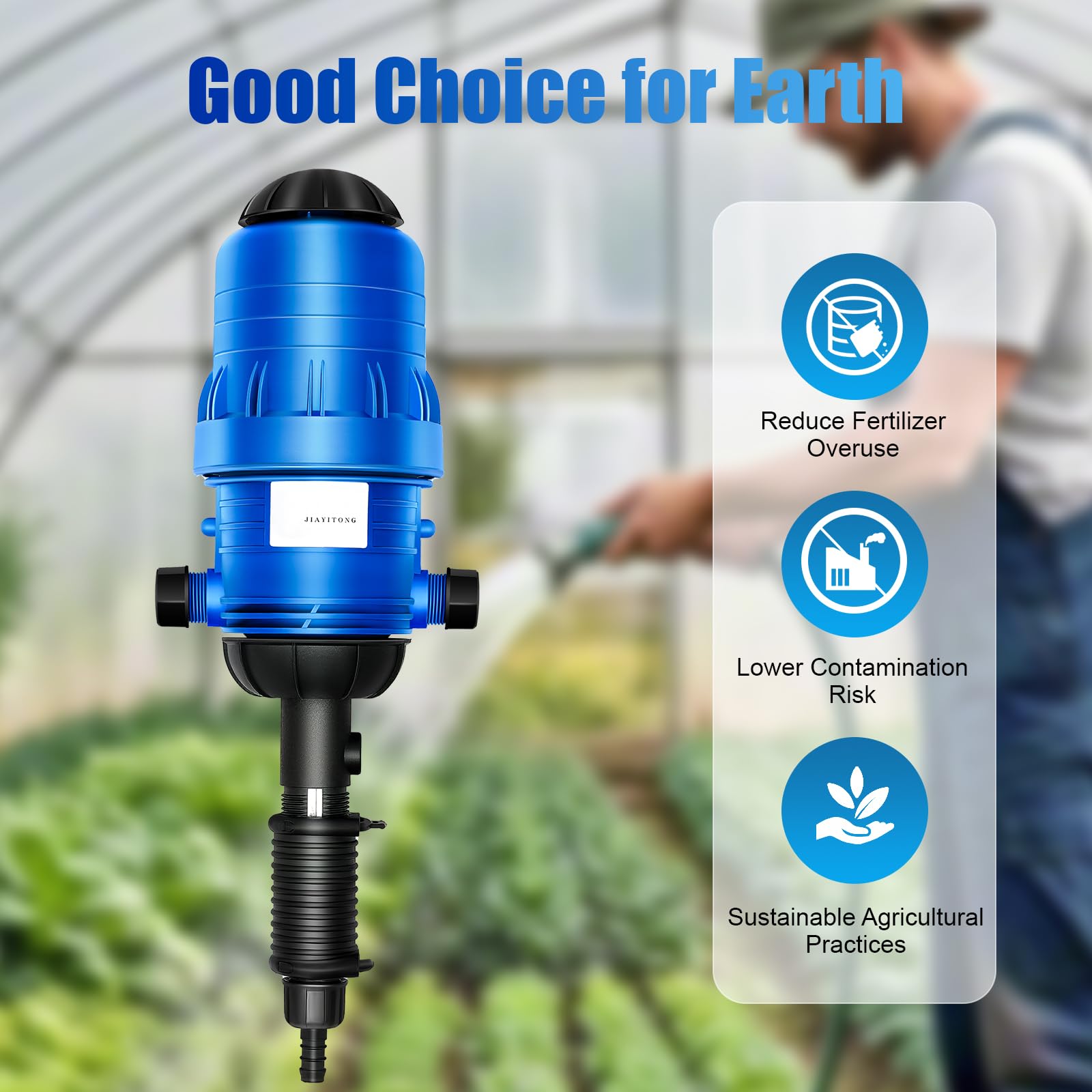 Automatic Drip Irrigation Injection Kit - Adjustable Fertilizer Injector, Water-Powered Chemical Liquid Dispenser for Garden Hose, Greenhouse & Livestock | Perfect for Home Gardens, Commercial Farming & Agricultural Irrigation Systems