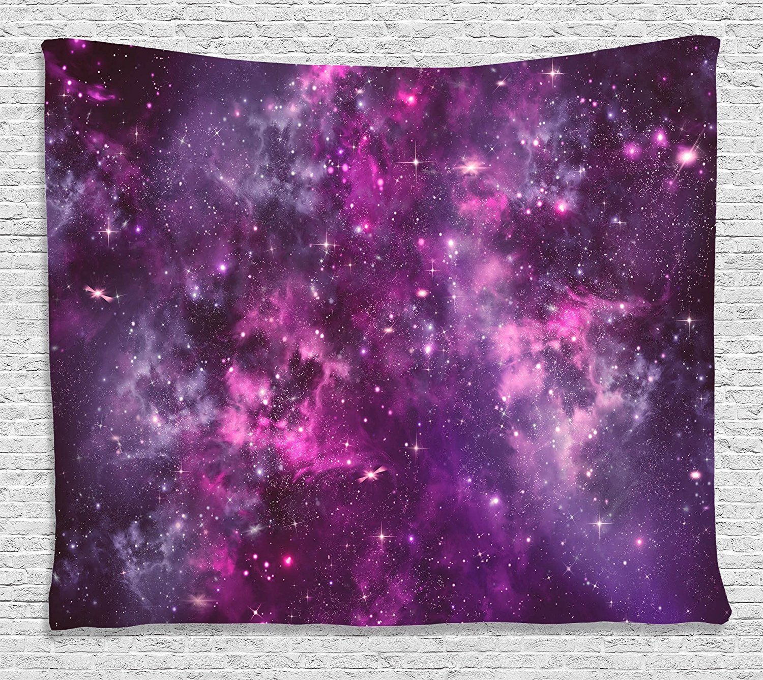 Ambesonne Purple Galaxy Tapestry - Outer Space Nebula with Star Clusters, Dark Cosmic Sky Wall Art for Bedroom, Living Room, Dorm Decor - 60