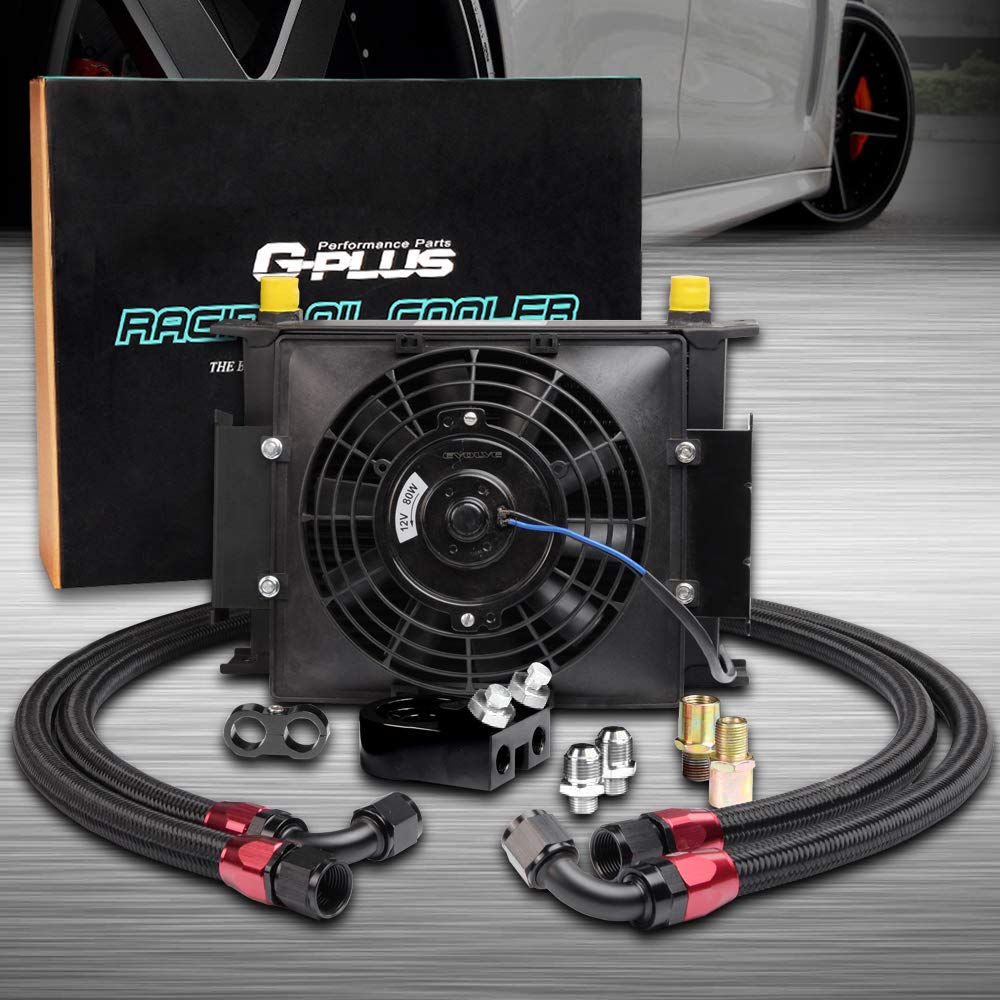30 Row AN10 Universal Aluminum Oil Cooler Kit with 7