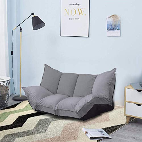 Jerry & Maggie Adjustable Folding Sofa Bed - Ultra Grey Lazy Couch for TV Watching, Gaming & Napping | Comfortable Futon Set for Small Spaces, Living Room & Bedroom