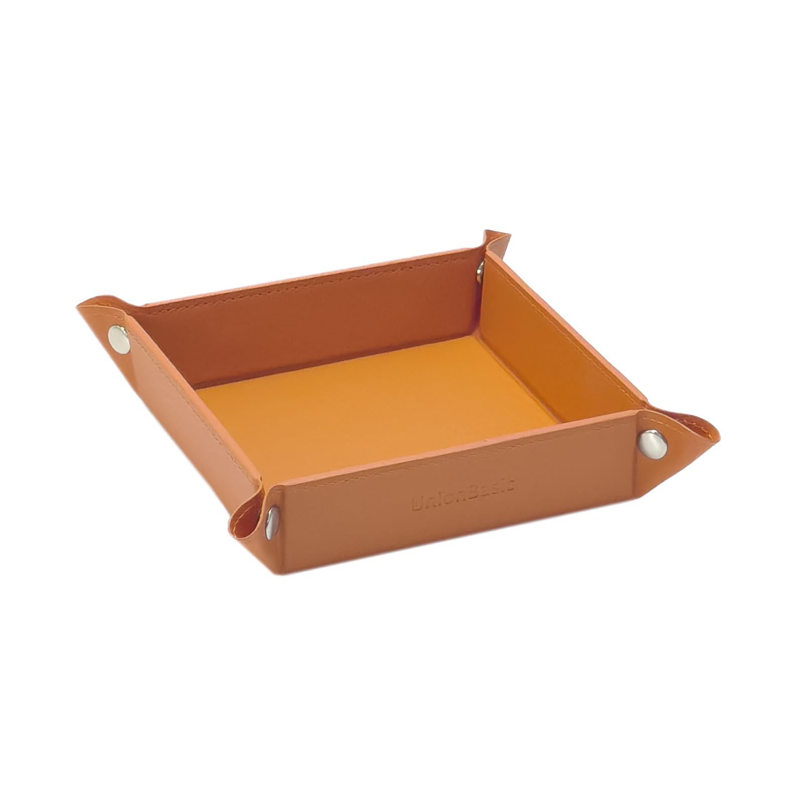 UnionBasic Small Valet Tray - Jewelry Organizer for Rings, Watches & Earrings | Entryway Catchall for Keys, Coins & Change | Nightstand Bedside Organizer | Electronic Gadgets Tray | Orange - Perfect for Home, Office & Travel Accessories Storage