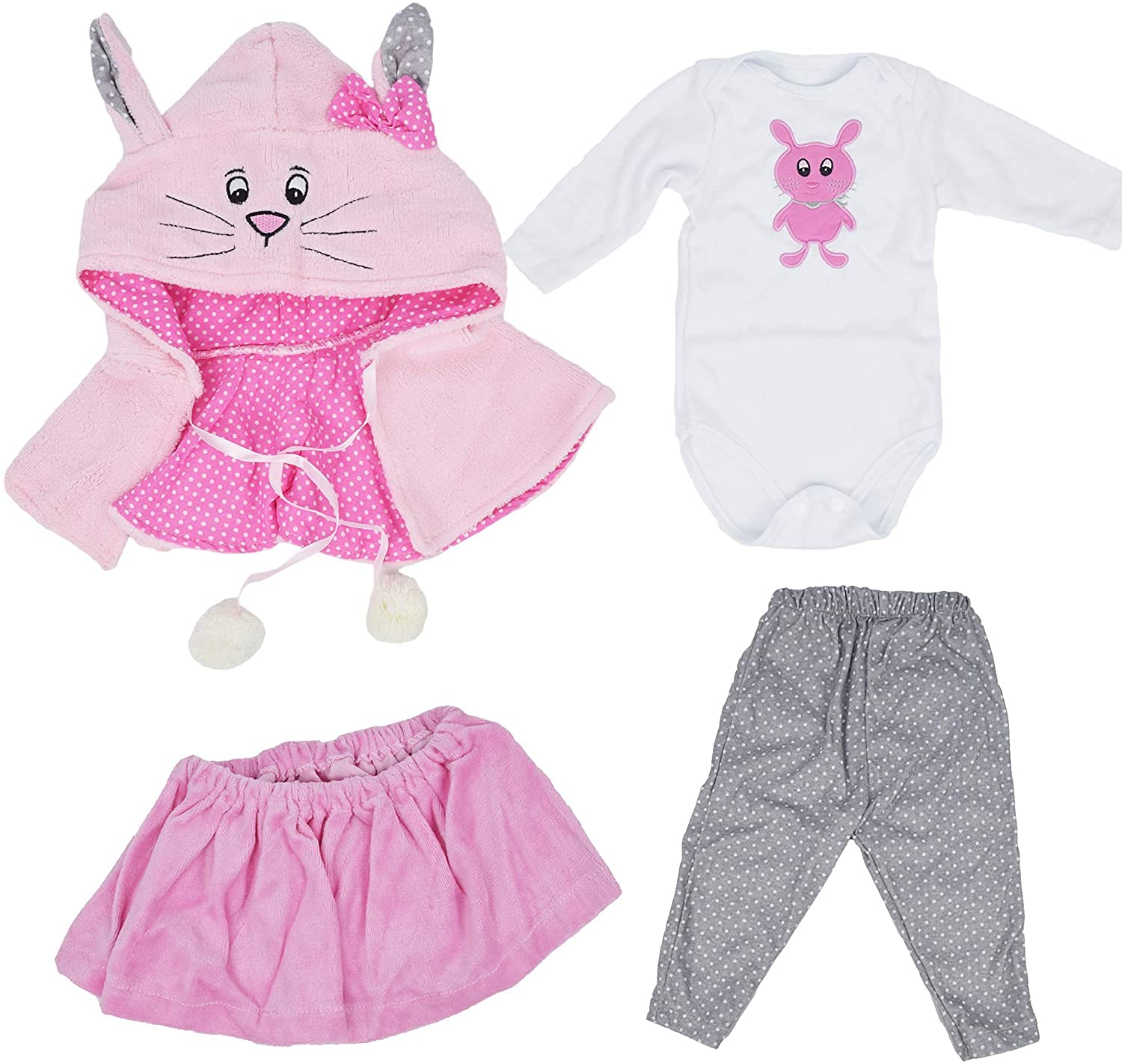 ROSHUAN 18 Inch Newborn Baby Girl Doll Clothes - Cute Pink Outfits for 17-19 Inch Reborn Dolls | Perfect for Dress Up, Photo Shoots & Collectible Display