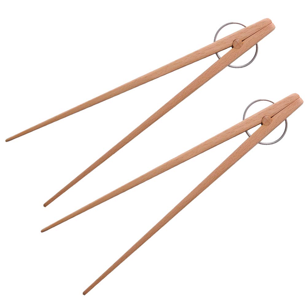 2-Pack Extra Long Wooden Tongs (9.8 Inch) - Perfect Kitchen Utensil for Serving Cheese, Bacon, Muffins, Fruits & Toast - Great for Tea Time, Picnics & BBQ Cooking