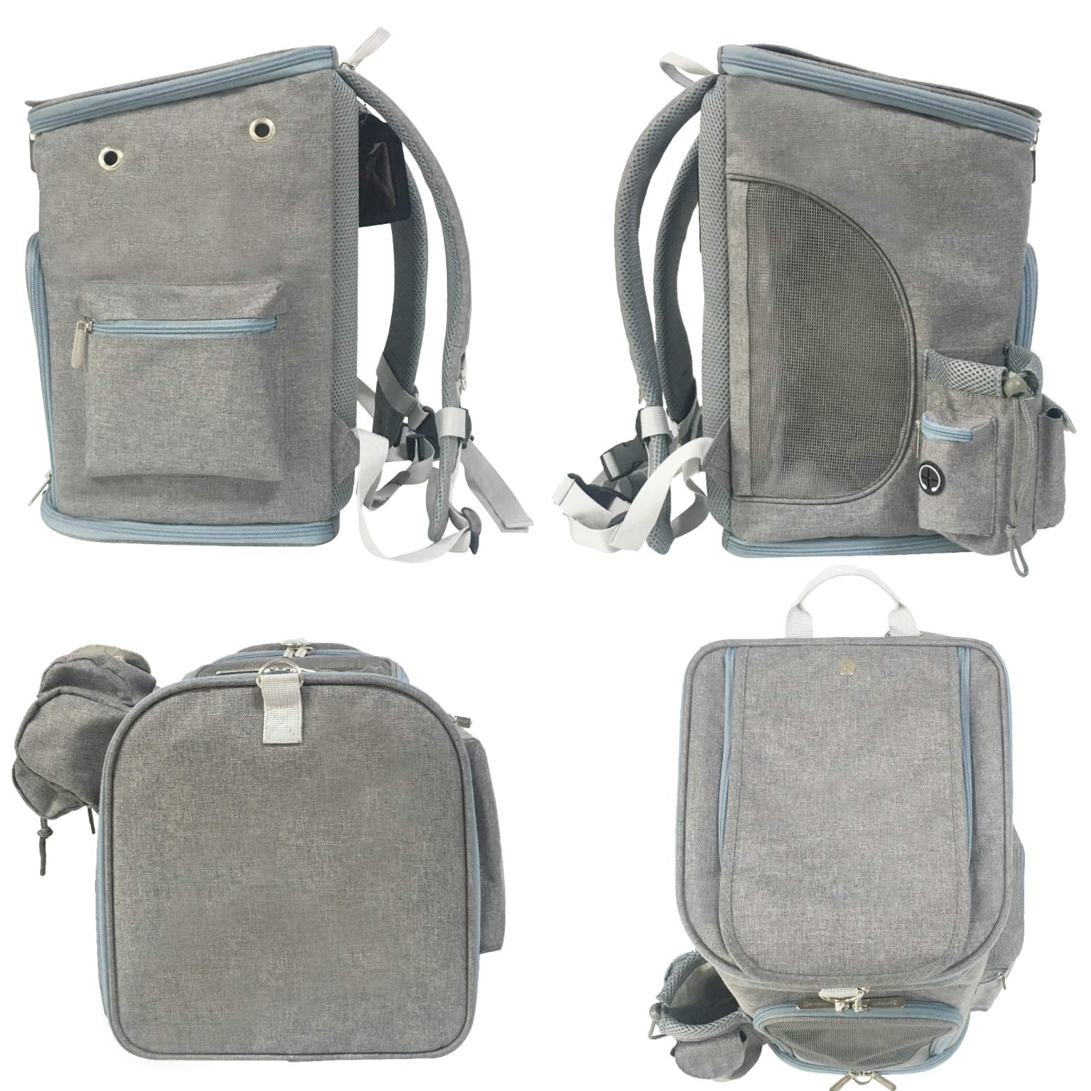 Mr. Peanut's Premium Soft-Sided Pet Carrier Backpack for Small Cats & Dogs - Lightweight & Breathable with Self-Locking Zippers & Faux Fleece Padding (Platinum Gray) | Perfect for Air Travel, Vet Visits & Outdoor Adventures