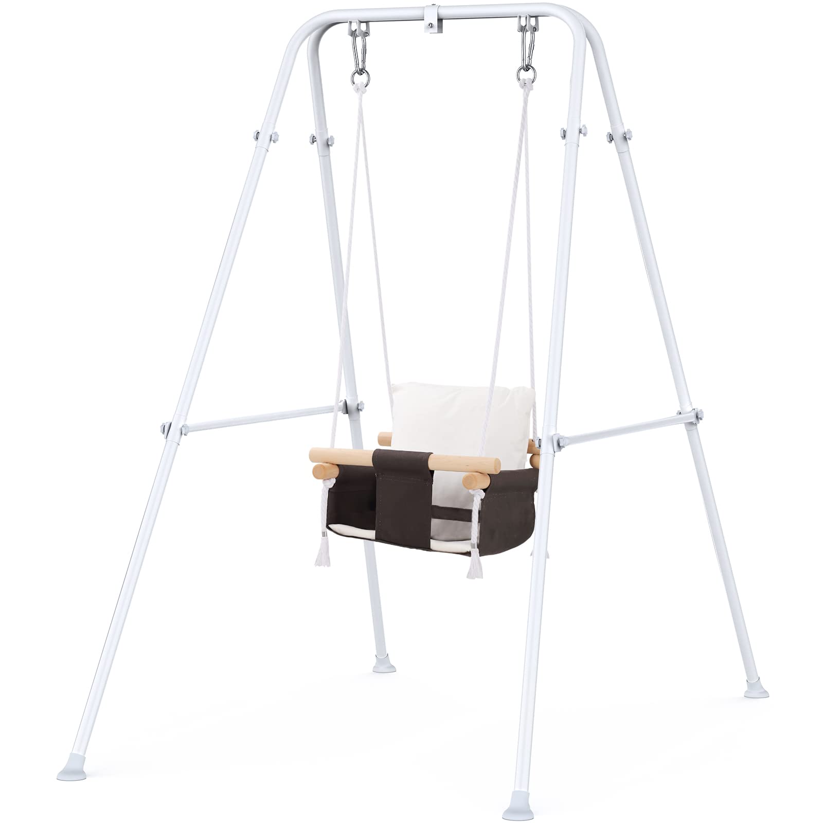 **Baby Swing with Stand - Indoor & Outdoor Toddler Swing Set with Soft Canvas Cushion Seat - Perfect for Playtime, Backyard, Nursery, and Park Adventures**