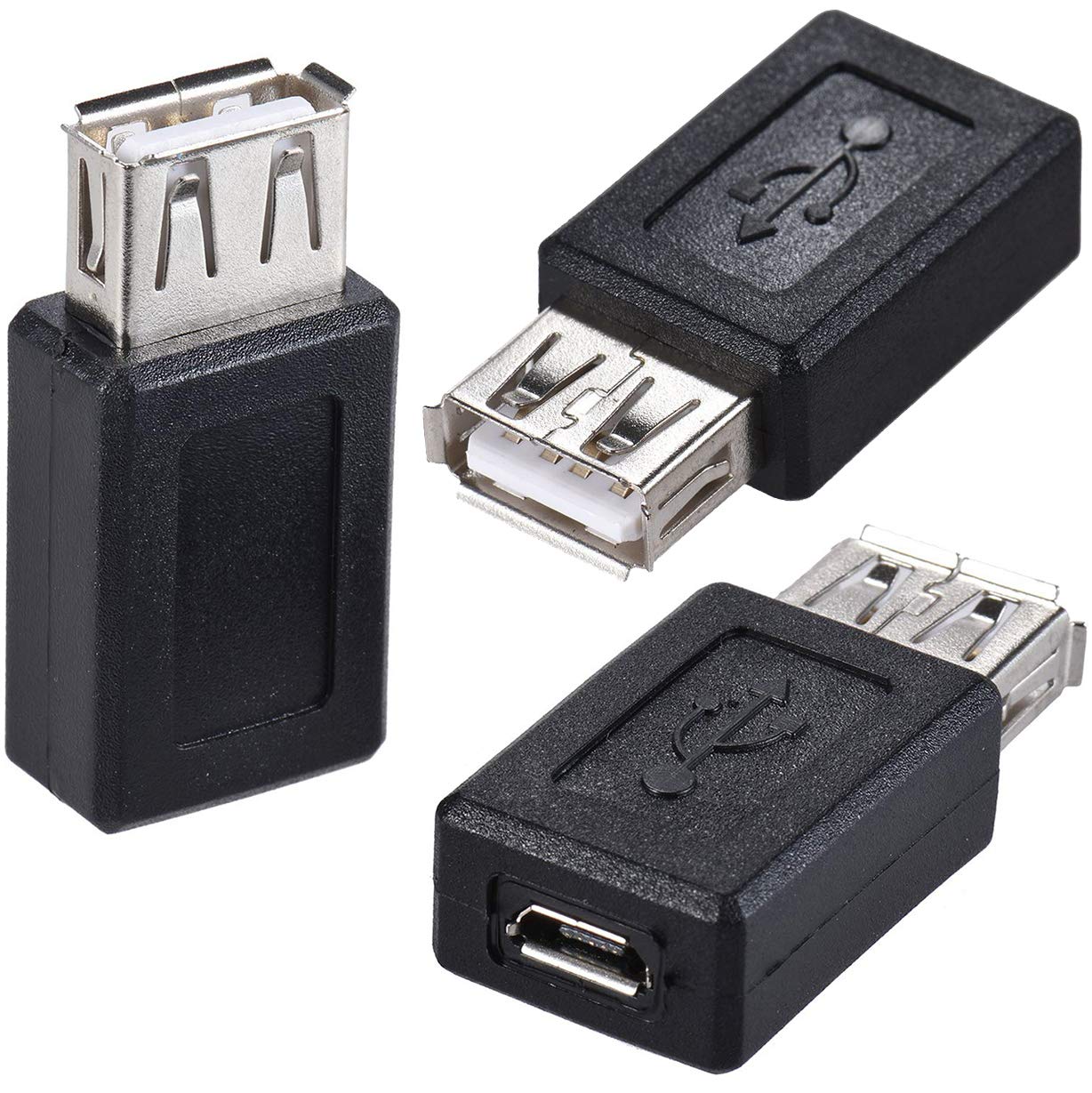 3-Pack USB 2.0 Female to Micro USB Female Adapter - High Speed Data Sync & Charging Converter for Smartphones, Tablets & Electronics - Perfect for Home, Office & Travel Use