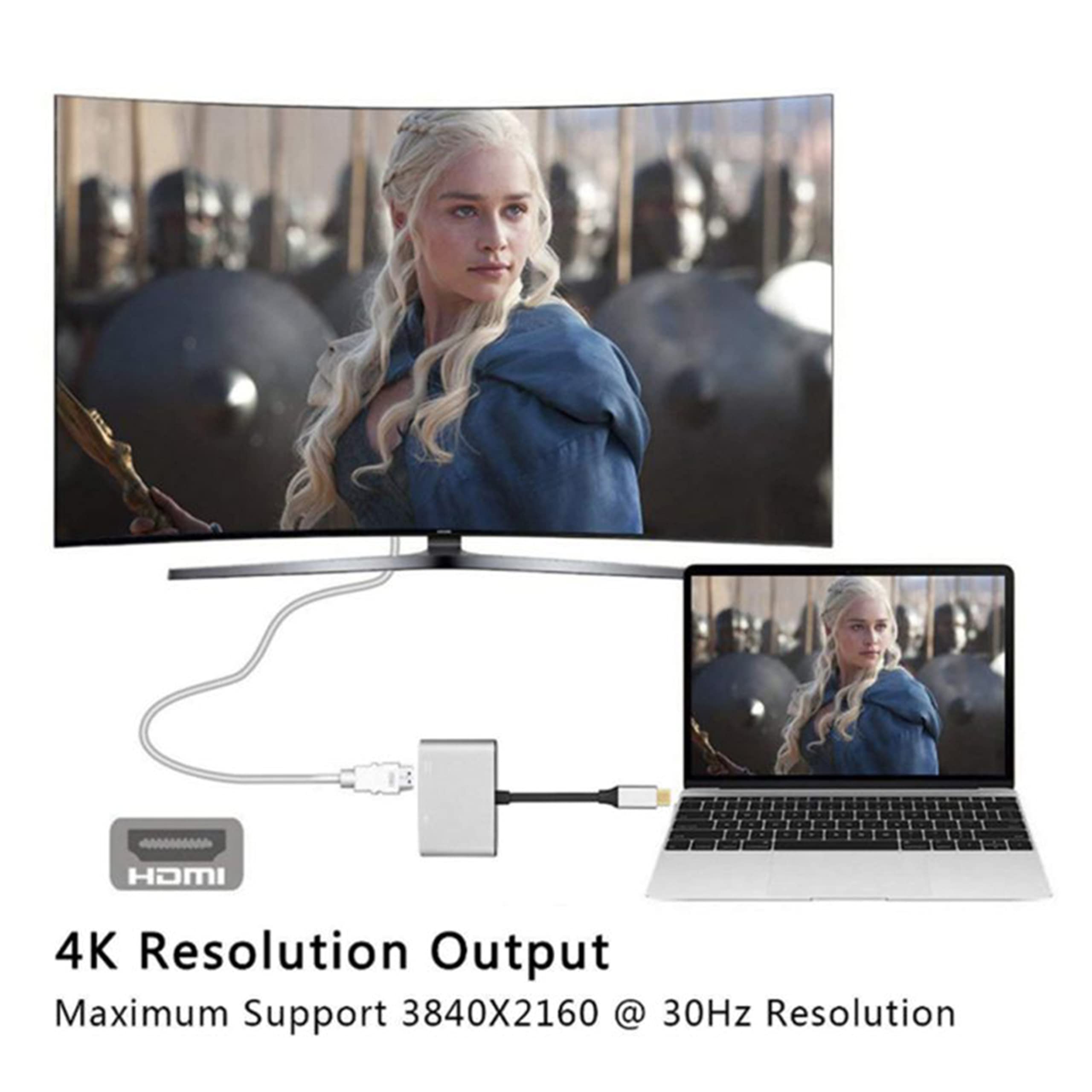 FDBV USB C to HDMI VGA Adapter - 4K Dual Monitor Converter with USB 3.0 Port for MacBook Pro, Dell XPS, HP, Lenovo - Perfect for Home Office, Gaming & Video Conferencing