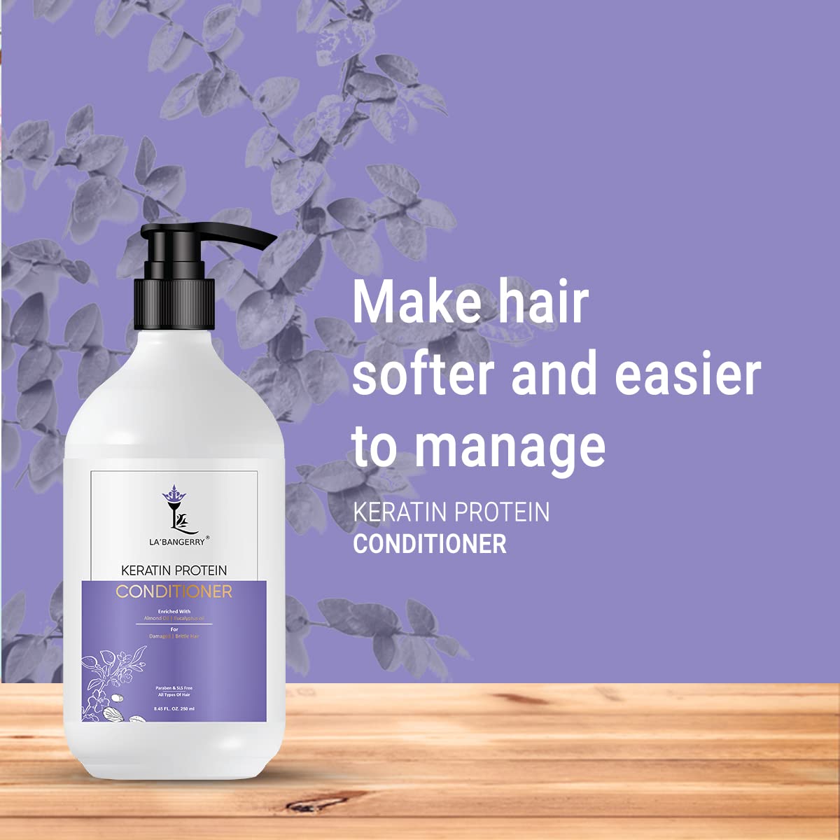LA'BANGERRY Keratin Protein Conditioner for Women & Men - 250ml Deep Hydrating Hair Treatment, Soothes Scalp & Repairs Damaged Hair - Perfect for Dry, Frizzy Hair Care Routine at Home or Salon