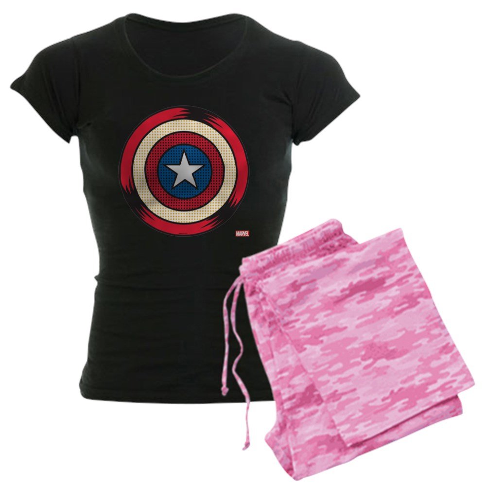 Captain America Comic Shield Women's Pajamas Set - Marvel Superhero Sleepwear for Women | Perfect for Cosplay, Comic Con, and Lounge Wear