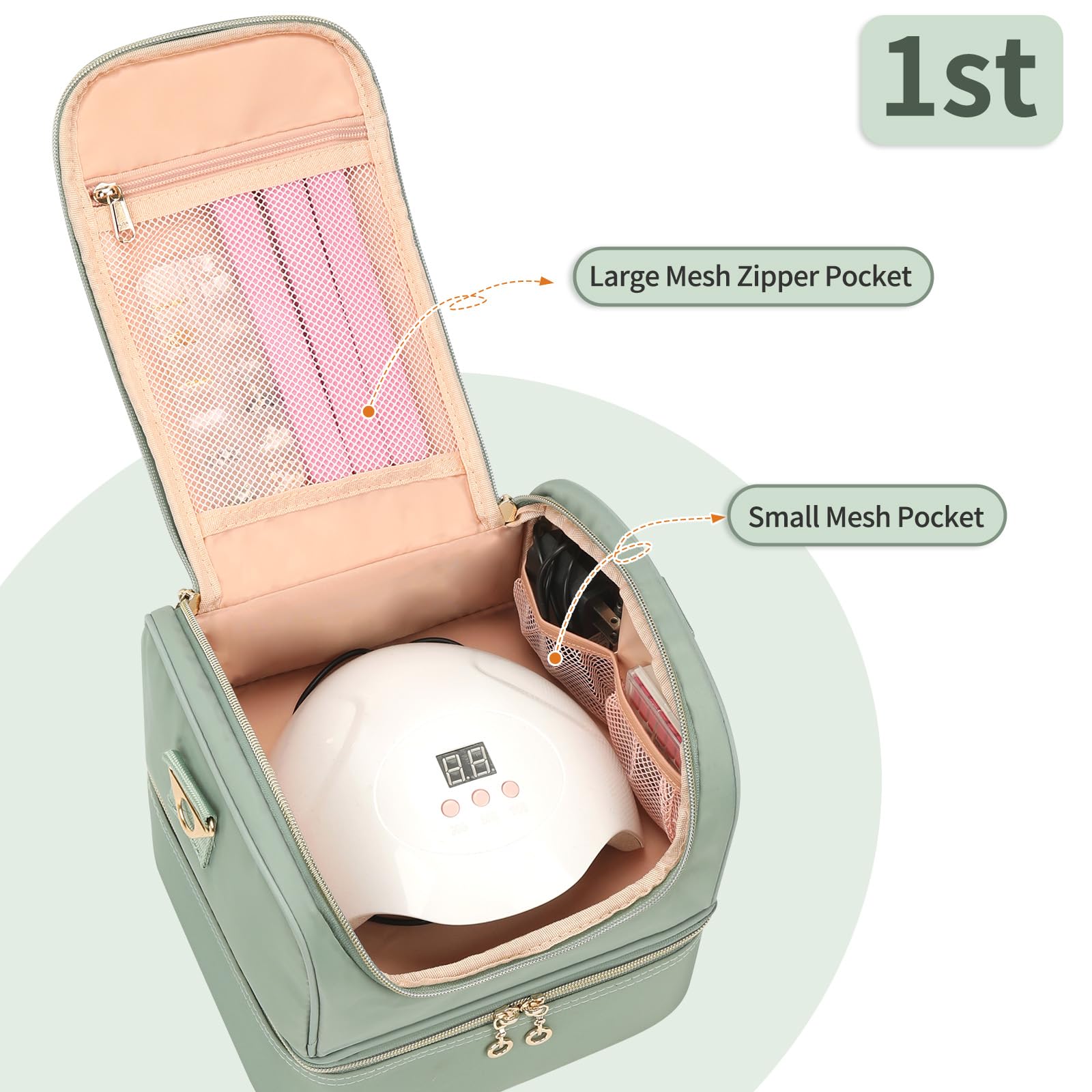 CUBETASTIC Nail Polish Organizer Case - Holds 27 Bottles & Nail Lamp, Portable Nail Tech Storage Box for Travel, Manicure Tools & Nail Supplies - Perfect for Salon Professionals & At-Home Nail Care