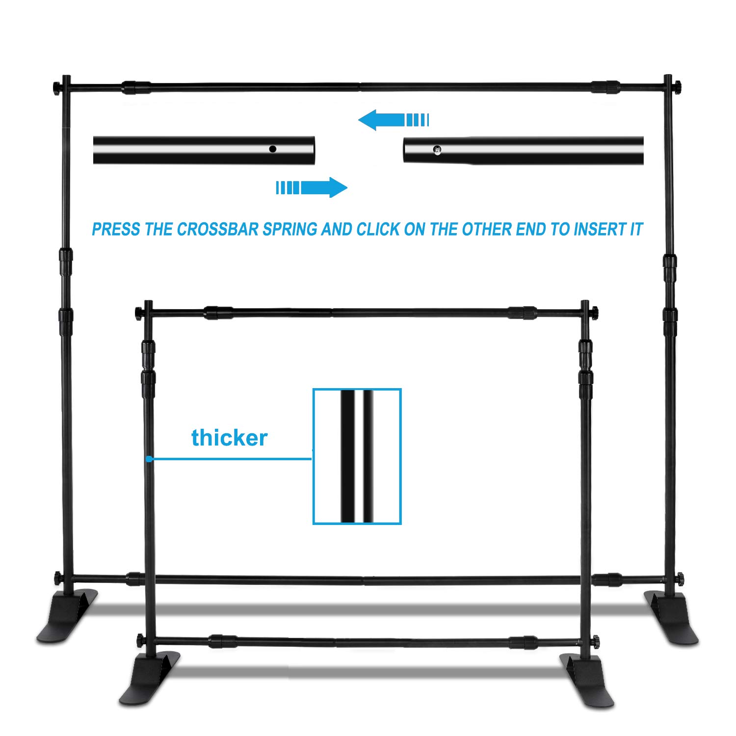 8x8 ft Heavy Duty Backdrop Stand Kit - Adjustable Photography Background with Carrying Bag for Parties, Trade Shows & Photo Booths | Portable Step and Repeat Banner for Events, Weddings & Commercial Use