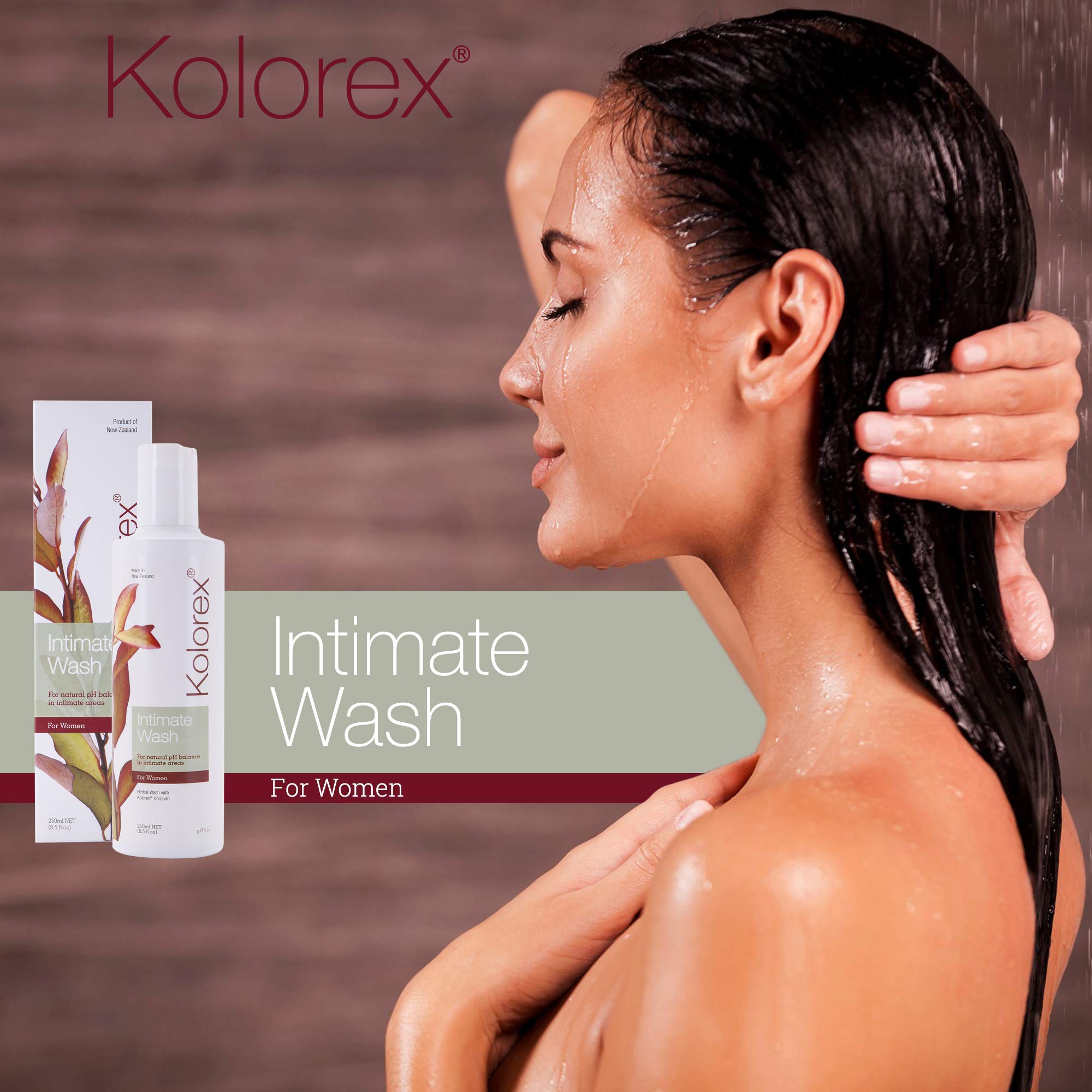 Kolorex Intimate Wash - pH-Balanced Daily Feminine Hygiene with New Zealand Horopito Herbs (250ml) | Gentle Cleansing for Women's Intimate Care & Freshness