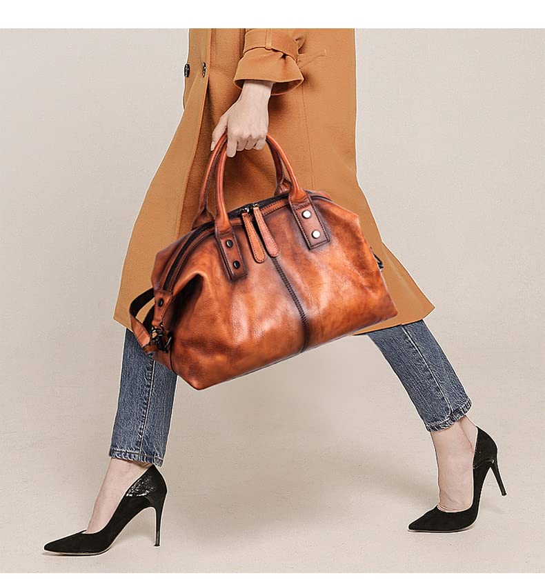 Premium Genuine Leather Satchel Tote Bag for Women - Large Capacity Designer Shoulder Bag with Top Handle & Crossbody Strap | Perfect for Work, Travel & Everyday Use