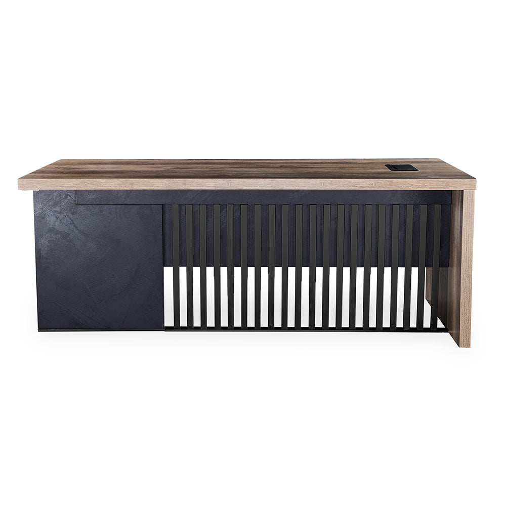 AFTAN BLACK HAWK Limited Edition Executive Desk with Pedestal & Left Mobile Return - 180cm Warm Oak & Black Finish - Premium Office Furniture for Home & Business Workspaces