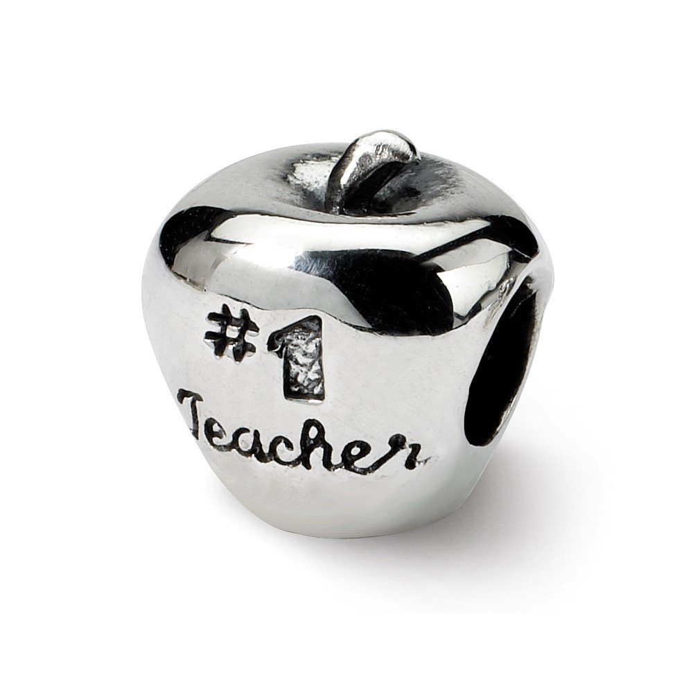 #1 Sterling Silver Apple Bead Charm for Teachers - Perfect for Gifts, Jewelry Making & Appreciation Day
