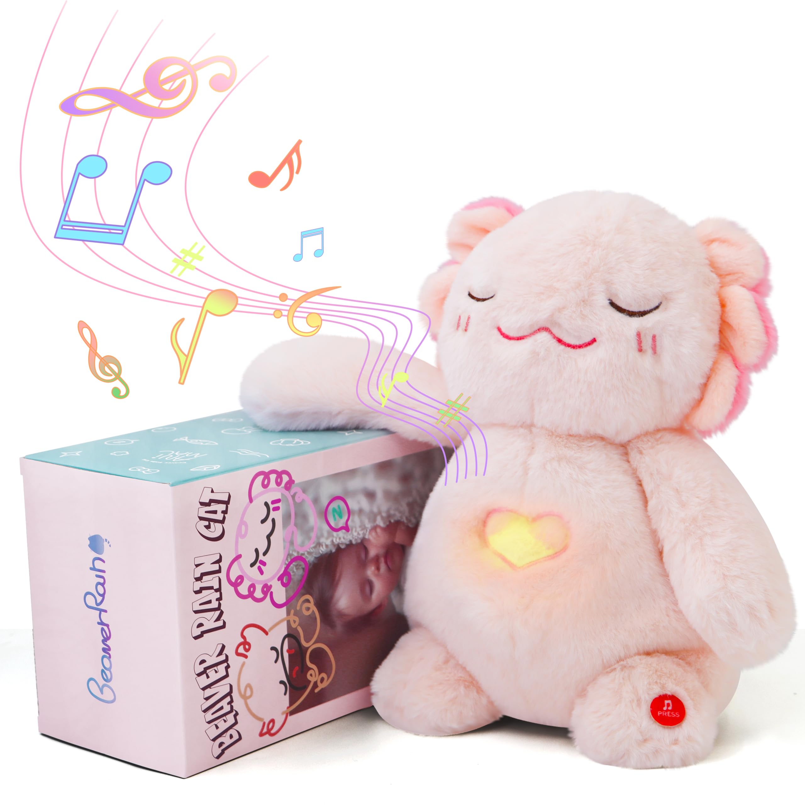 Baby Sleep Soother Stuffed Animal with Heartbeat Sound, White Noise & Calming Light - Newborn Soothing Toy for Girls & Boys - Perfect for Bedtime, Naptime & Travel