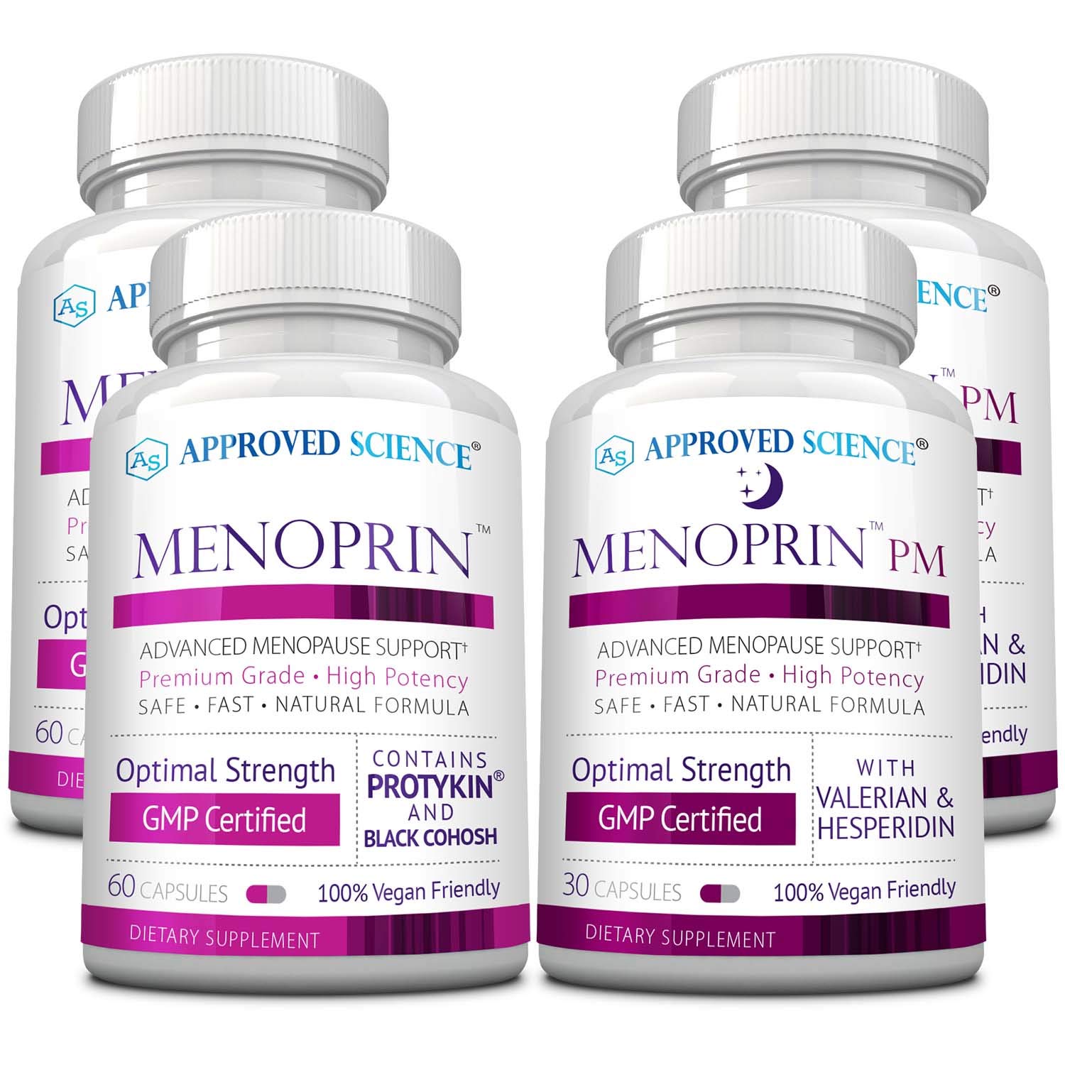 Menoprin Day + PM - Fast-Acting Menopause Relief Supplement - Reduce Hot Flashes, Night Sweats & Mood Swings - 60-Day Supply (2 Bottles Each) - Natural Support for Women's Health During Perimenopause & Menopause - Perfect for Work, Sleep & Daily Comfort