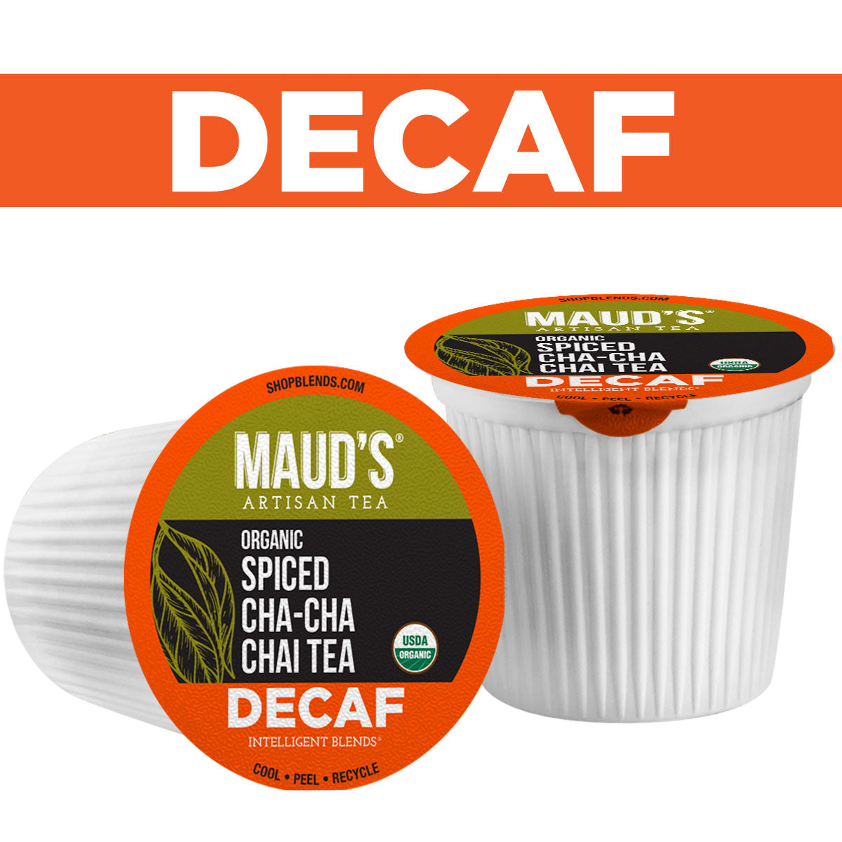 Organic Decaf Chai Tea Pods by Maud's - 100% Natural Caffeine-Free Herbal Tea for Keurig Machines - Perfect for Relaxing Evenings & Stress Relief