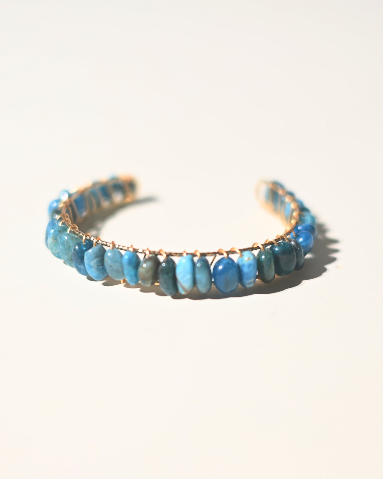 Blue Apatite Bangle Bracelet - Natural Gemstone Jewelry for Women - Perfect for Healing, Meditation & Spiritual Energy - Gift for Yoga Lovers & Crystal Enthusiasts