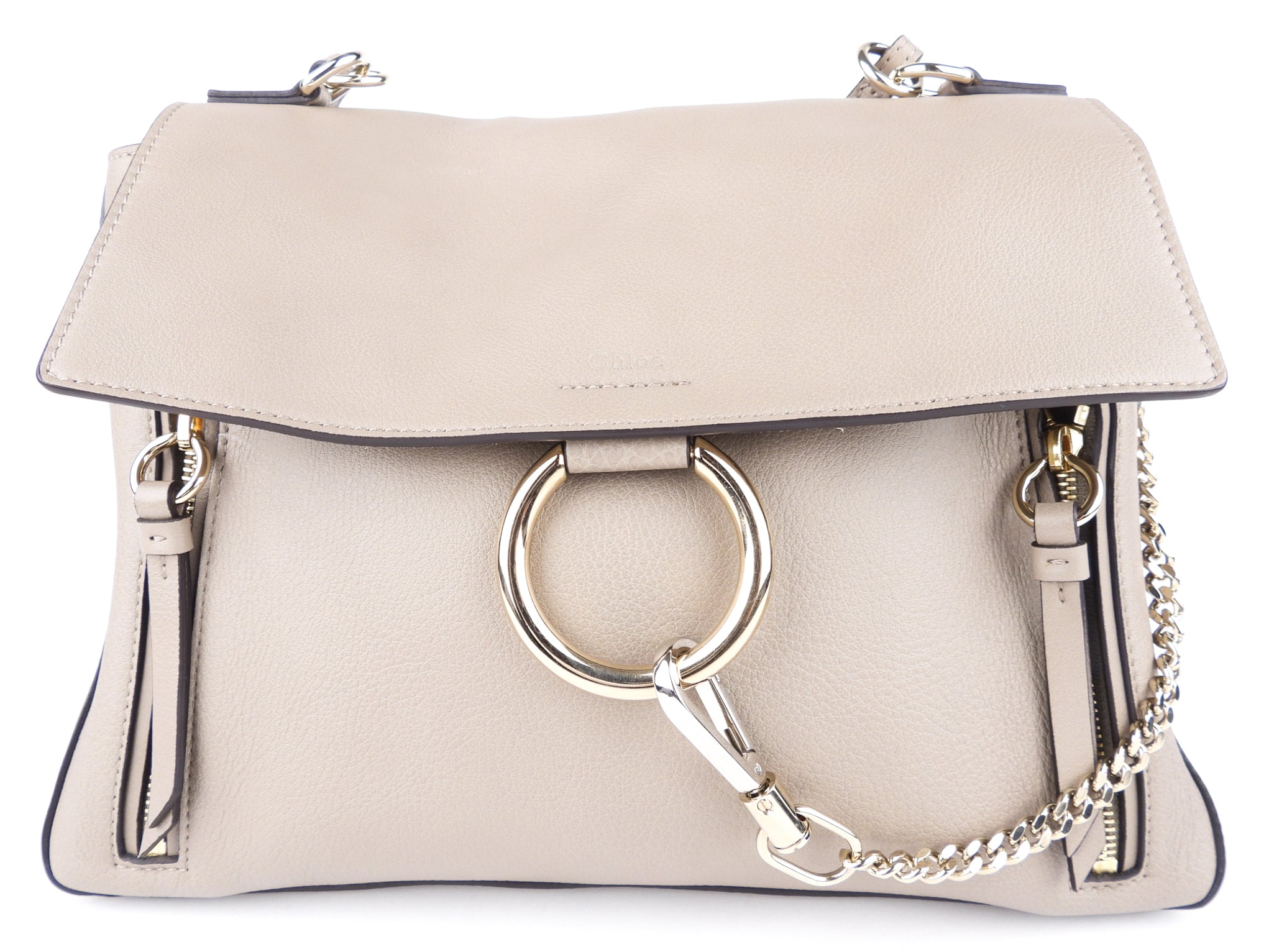 Chloe Medium Faye Day Shoulder Bag in Grey Calfskin - Two-Way Carry for Women | Perfect for Work, Travel & Everyday Use
