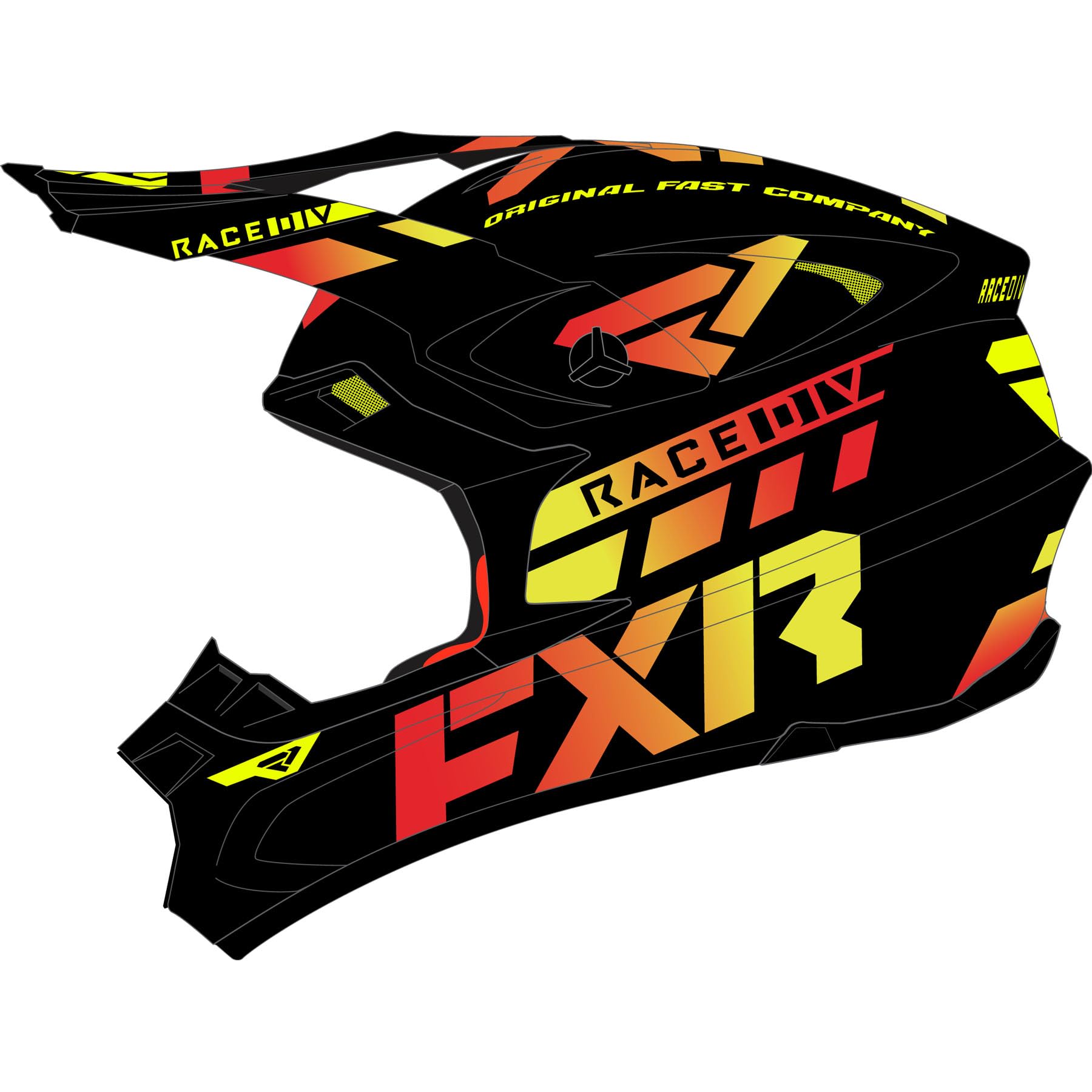 FXR Blade Race Division Helmet 2025 - Black/Inferno - Large Size - High-Performance Snowmobile & Motocross Racing Helmet - Perfect for Extreme Winter Sports & Off-Road Adventures
