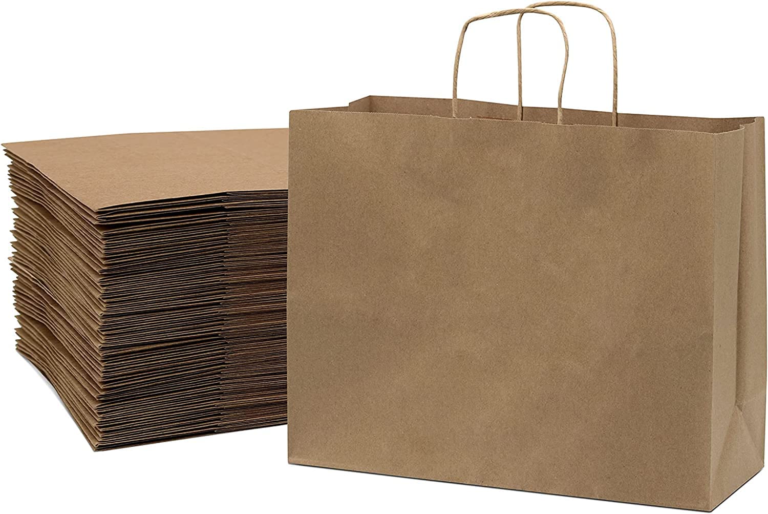 Eco-Friendly Brown Paper Gift Bags 25pcs - Large 16x12x5 Shopping Bags for Retail & Party Favors