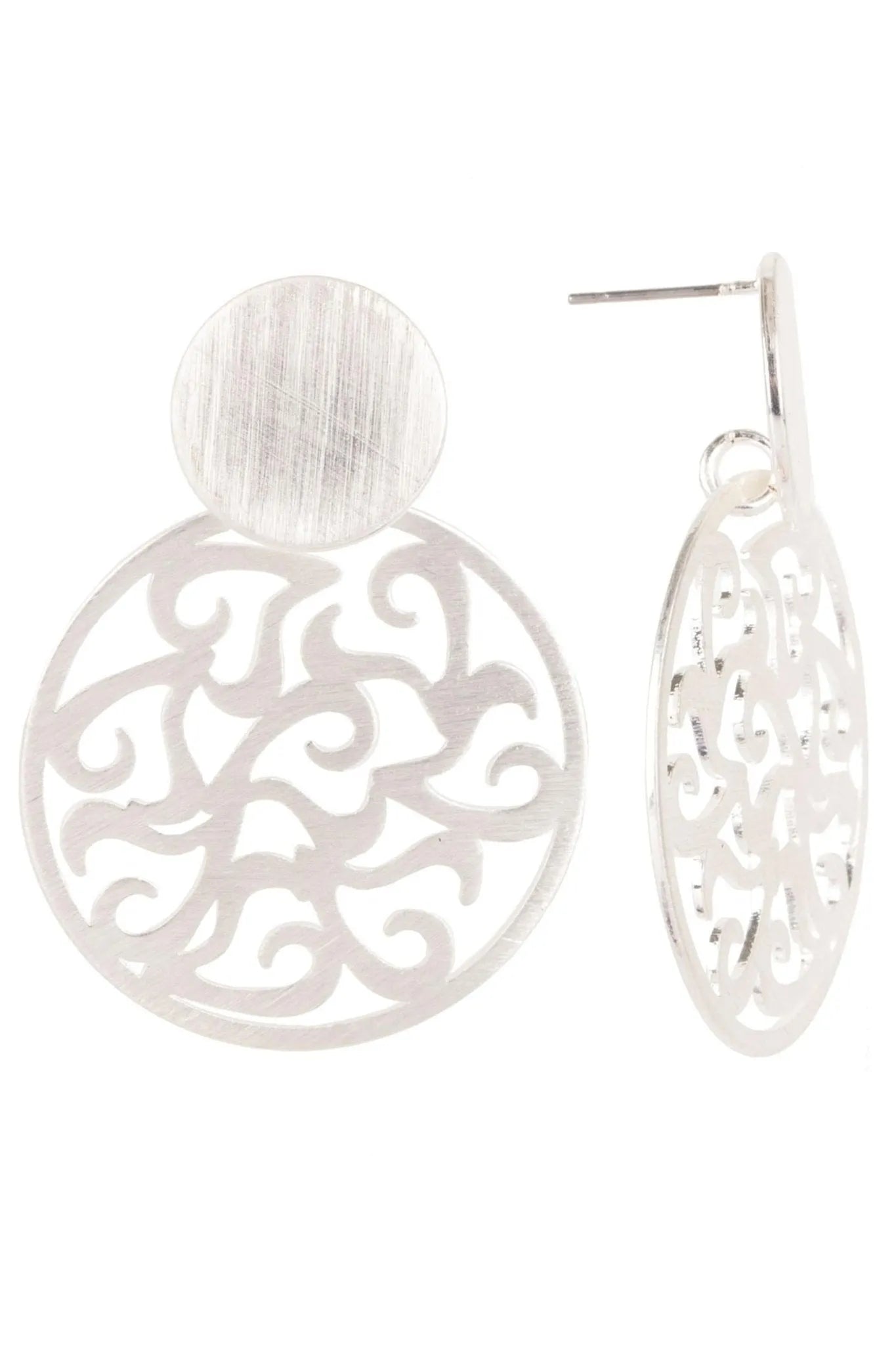 Elegant Circle Ornate Cut Out Earrings for Women - Boho Chic Dangle Earrings for Party, Wedding & Everyday Wear