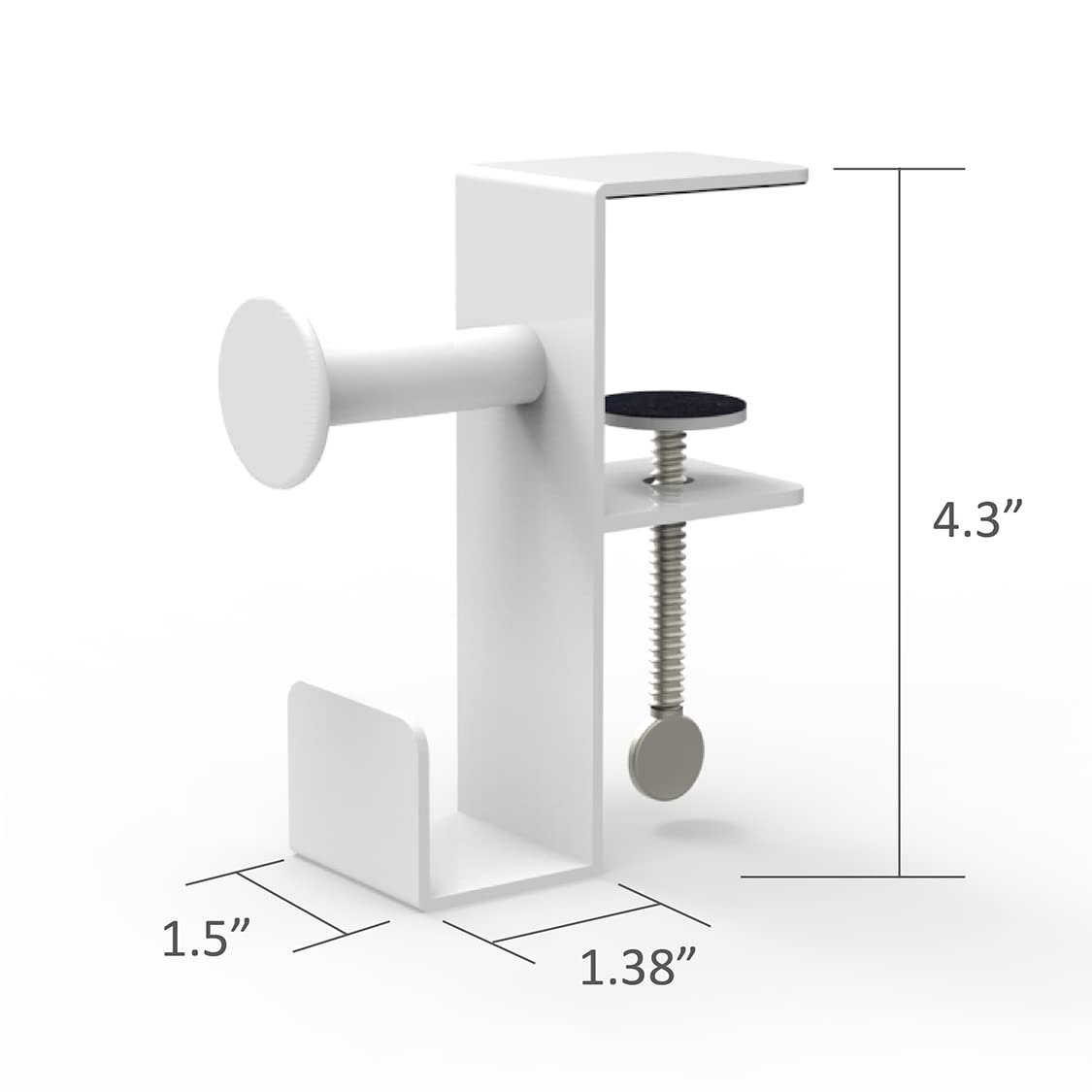 Adjustable Rotating Metal Under Desk Headphone Stand Holder - Universal Steel PC Gaming Headset Hanger Hook with Cable Organizer - Perfect for Office, Gaming Setup & Home Workspace (White, 2 Pack)
