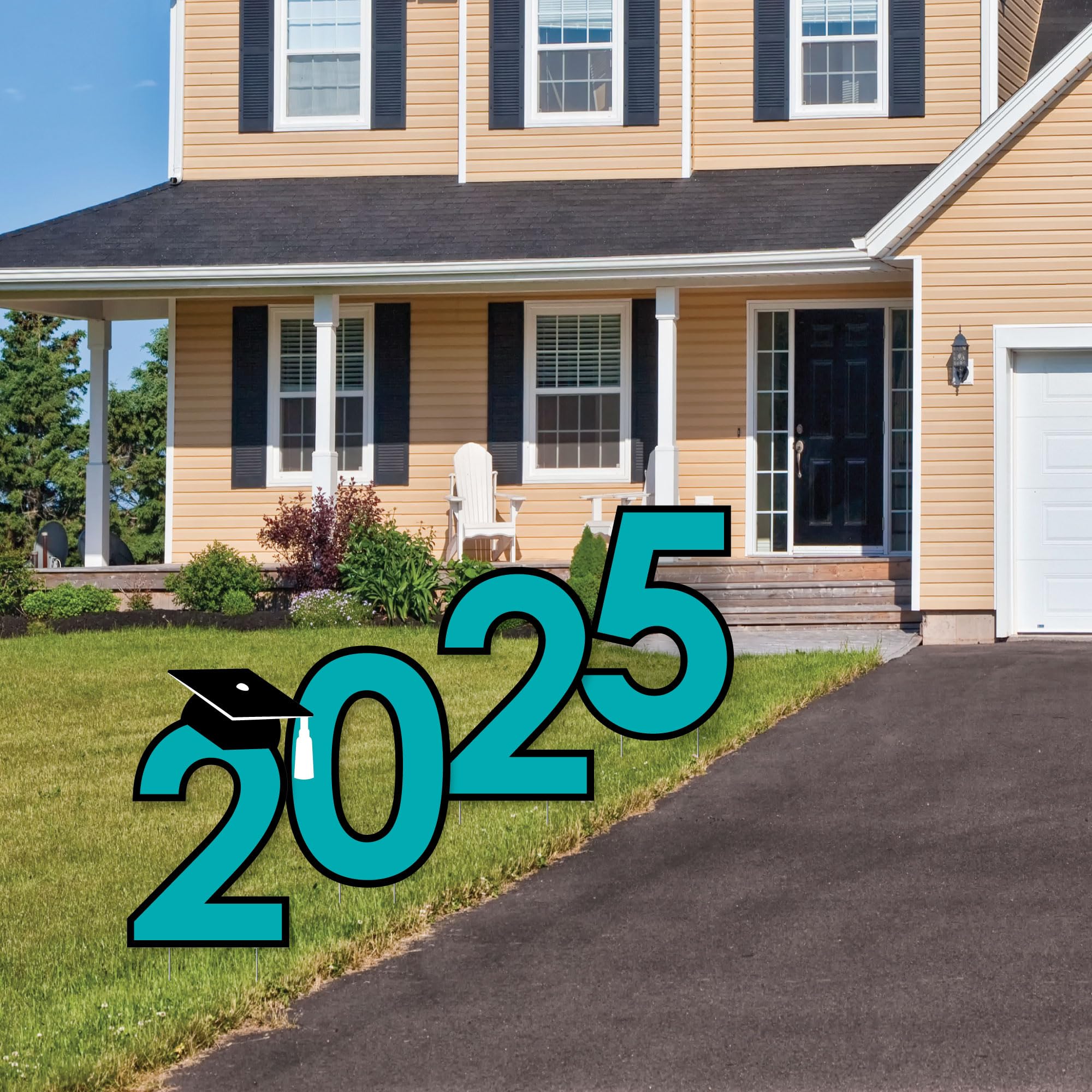 Big Dot of Happiness Teal 2025 Graduation Party Yard Signs - Outdoor Lawn Decorations for High School & College Graduations - Perfect for Backyard Celebrations & Photo Backdrops