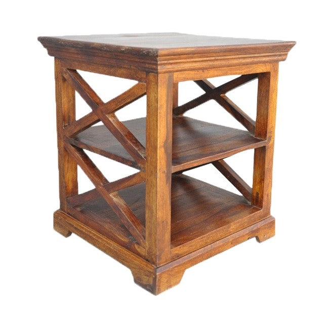 French Style Solid Wood Corner Lamp Table - Elegant Side Table for Living Room, Bedroom & Office - Perfect for Reading Nook, Nightstand or Accent Furniture