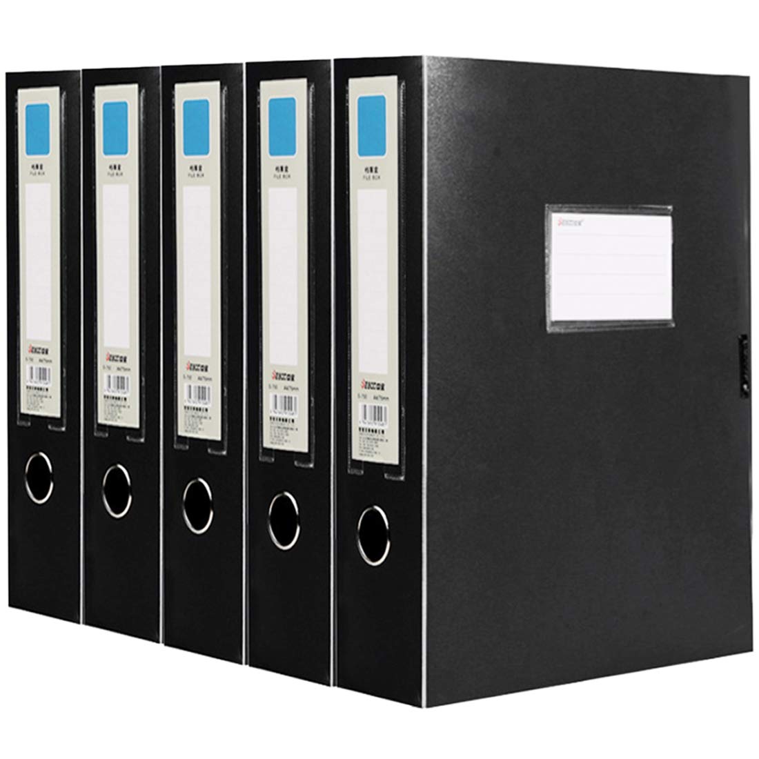 5PCS Black Expanding File Folders - Plastic File Organizer Box with Labels for Filing Cabinet, Wall Holder & Document Storage | Perfect for Office, Home & School Organization
