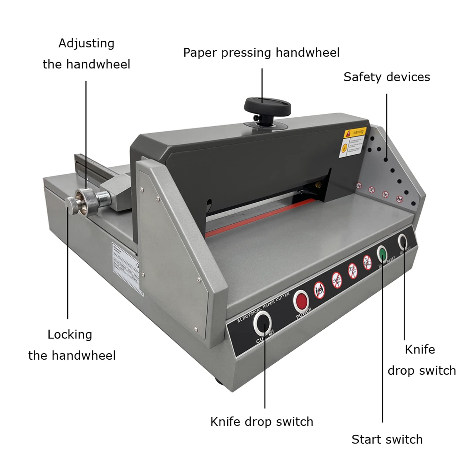 TECHTONGDA 13-inch Electric Paper Cutter - Desktop Paper Trimmer with Push Device & Handwheel Press - Perfect for Office, School, Crafting & Document Cutting