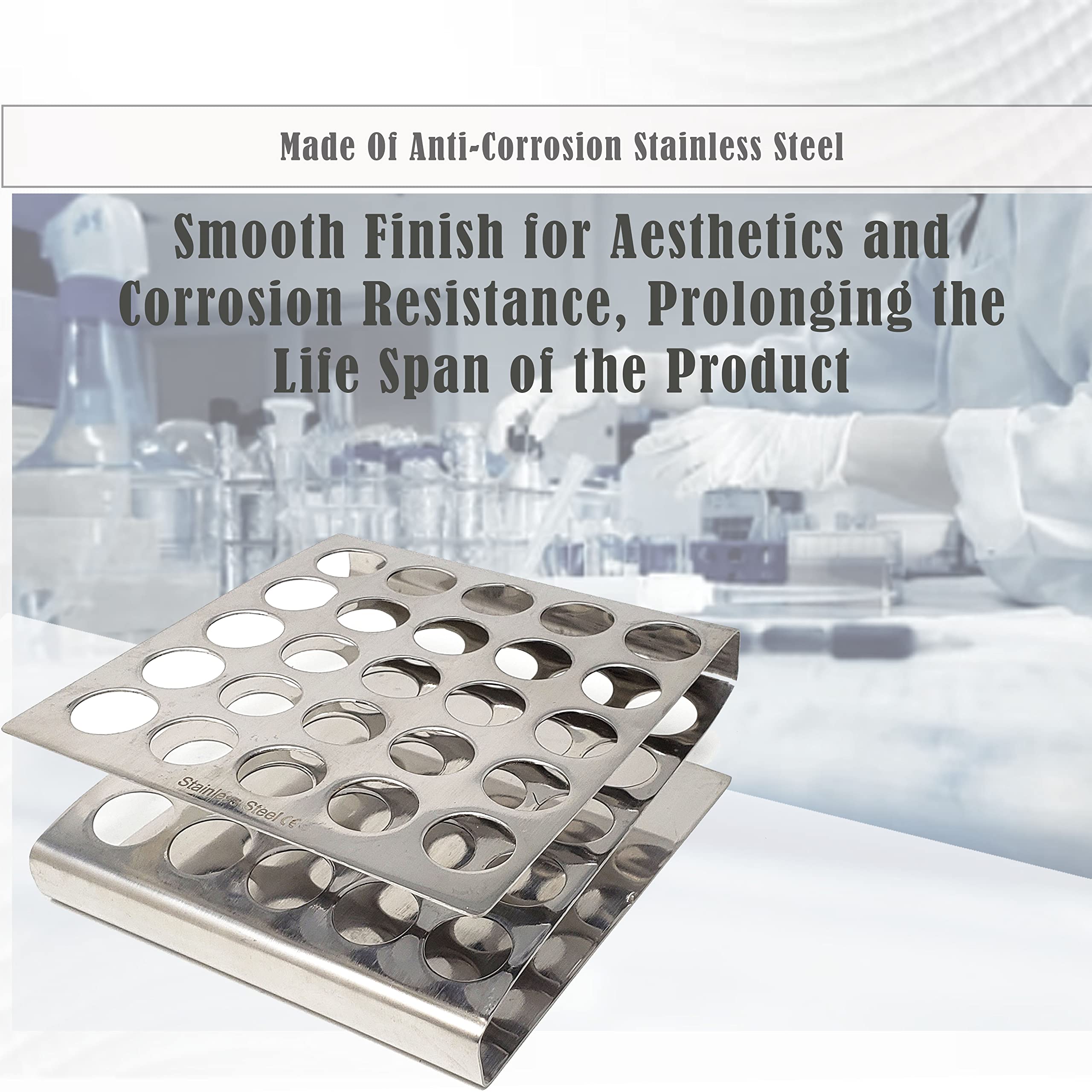 A2Z Stainless Steel Test Tube Rack Holder with 25 Vents - Z Shaped Pipe Stand for 16mm Tubes | Lab, School & Hospital Supplies | Perfect for Sample Sorting, Transport & Storage
