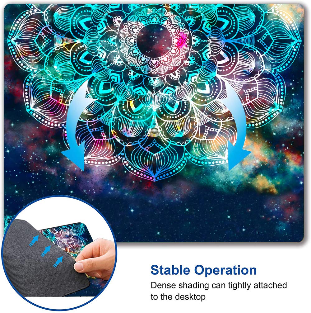 Premium Mandala Galaxy Gaming Mouse Pad - Non-Slip Rubber Base, Waterproof Square Mouse Mat for Office, Home & Travel (9.5