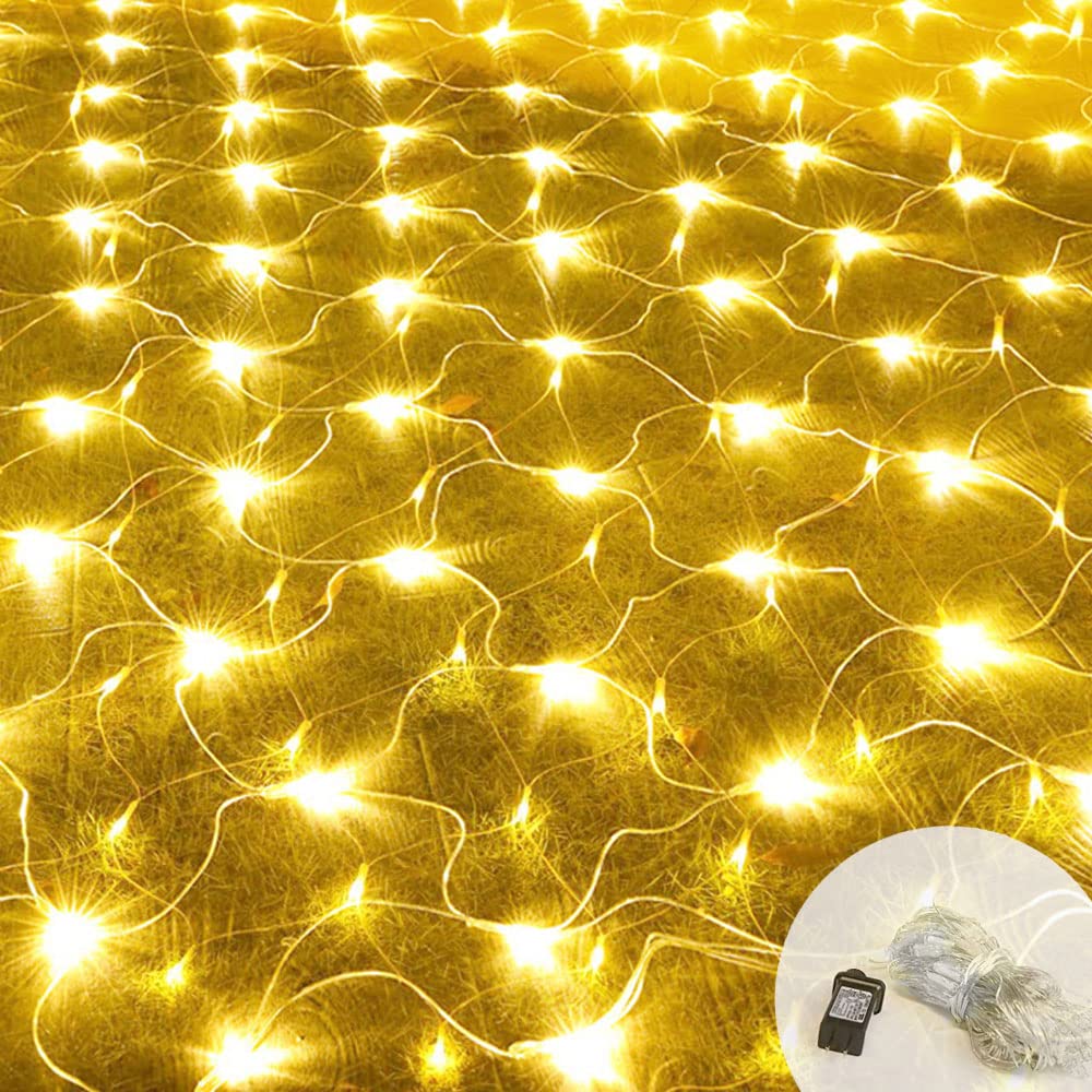 Aikenus 200 LED Net Mesh Lights - 9.8ft x 6.6ft Outdoor Christmas String Lights with 8 Lighting Modes | Perfect for Holiday Decorations, Wedding, Garden, Valentine's Day & Easter Party Decor (Warm White)