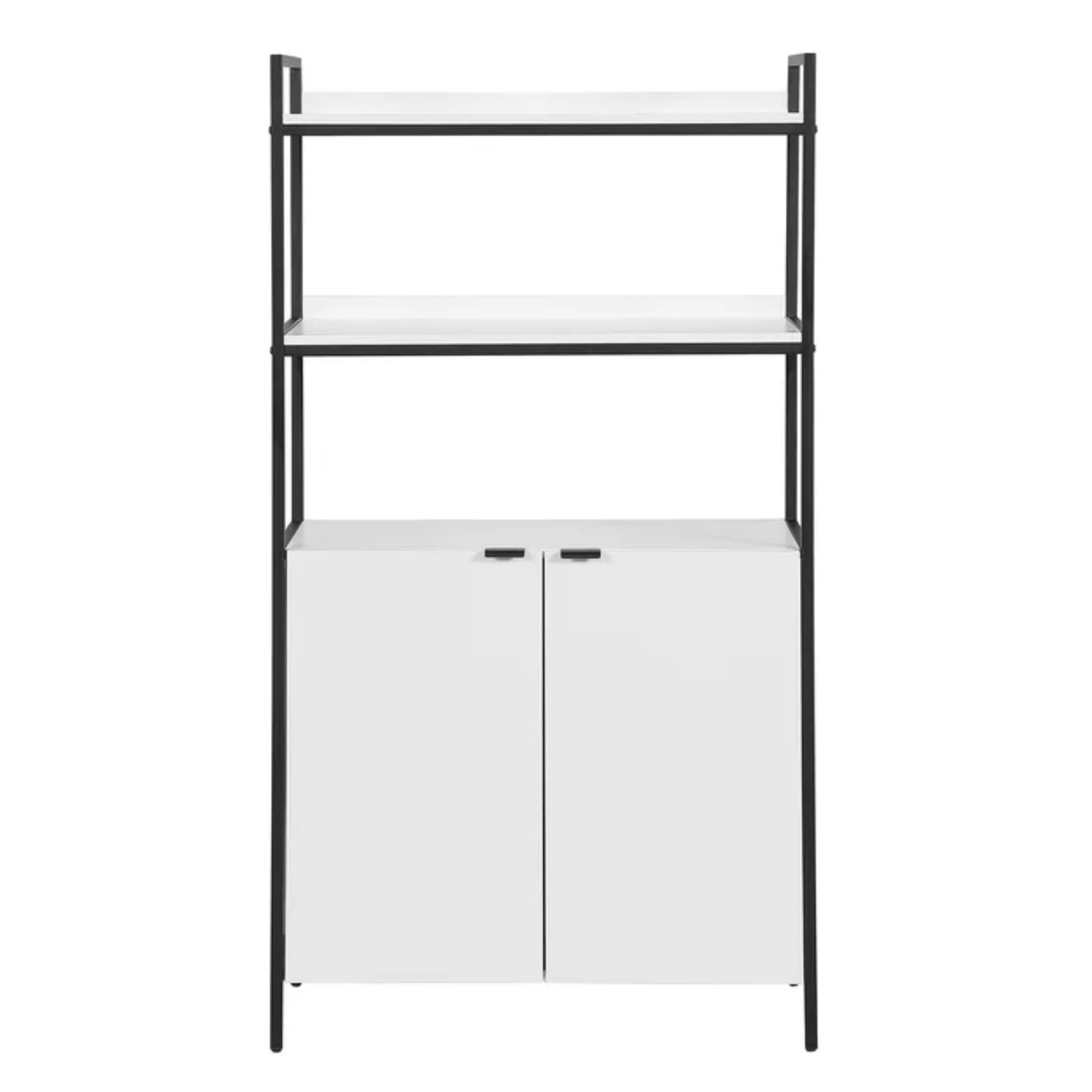 Indi White 2-Door Wooden Storage Cabinet with Shelves - Accent Floor Cabinet for Living Room, Bedroom & Entryway Organization