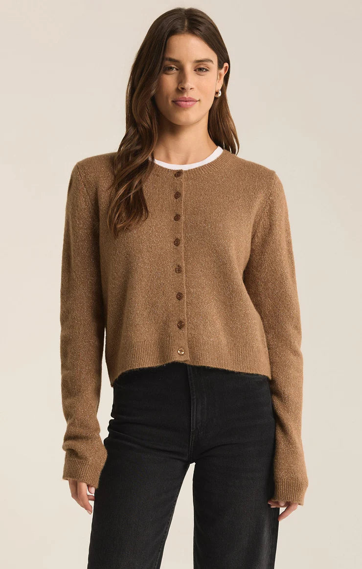 Z Supply Women's Metallic Cardigan in Campfire - Stylish Layering Piece for Fall & Winter Outfits, Perfect for Casual Wear, Office, and Date Nights