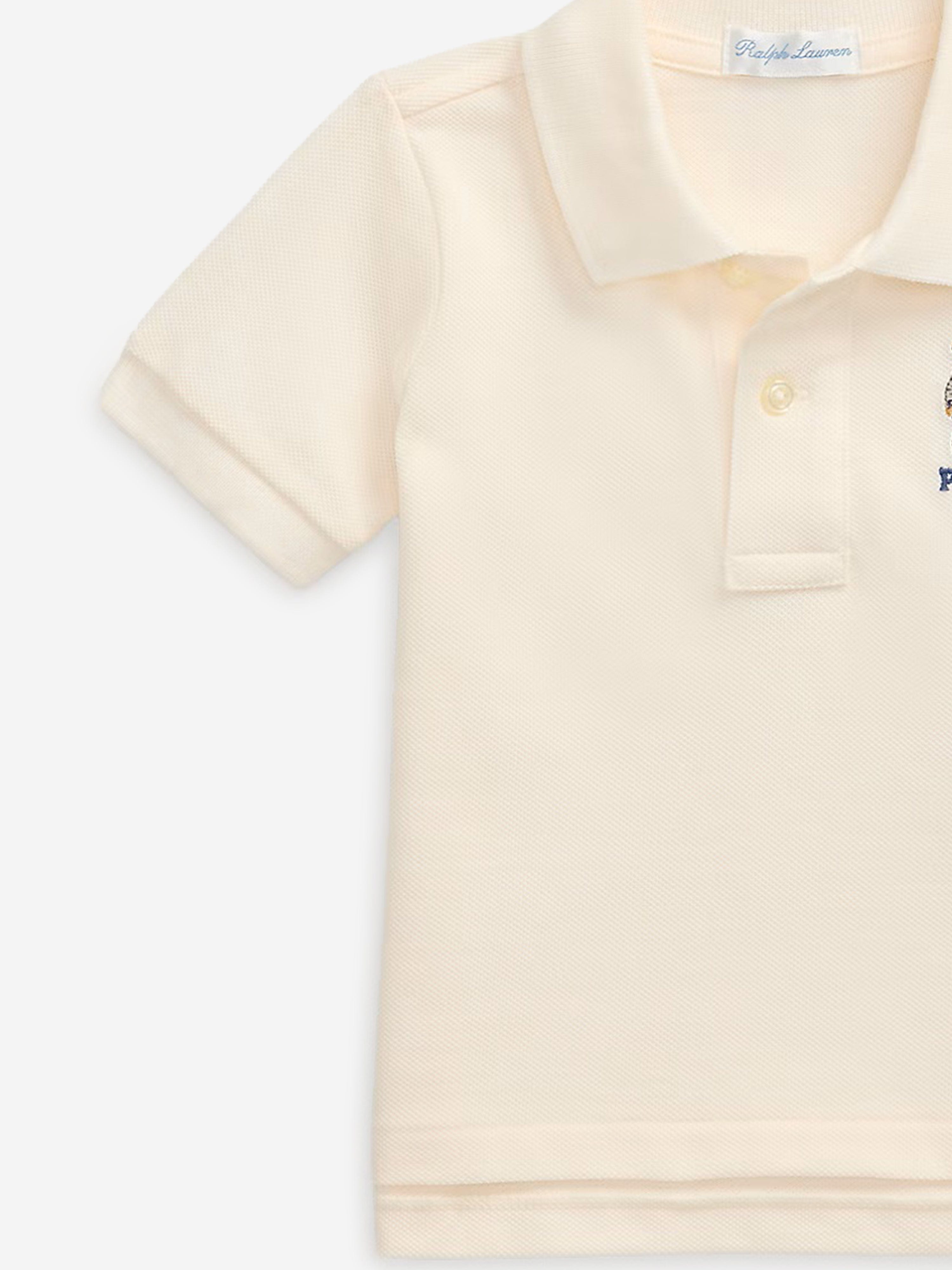 Baby Boys Bear Polo Shirt in Ivory - Cute Casual Outfit for Toddlers & Infants - Perfect for Playdates, Family Photos & Everyday Wear