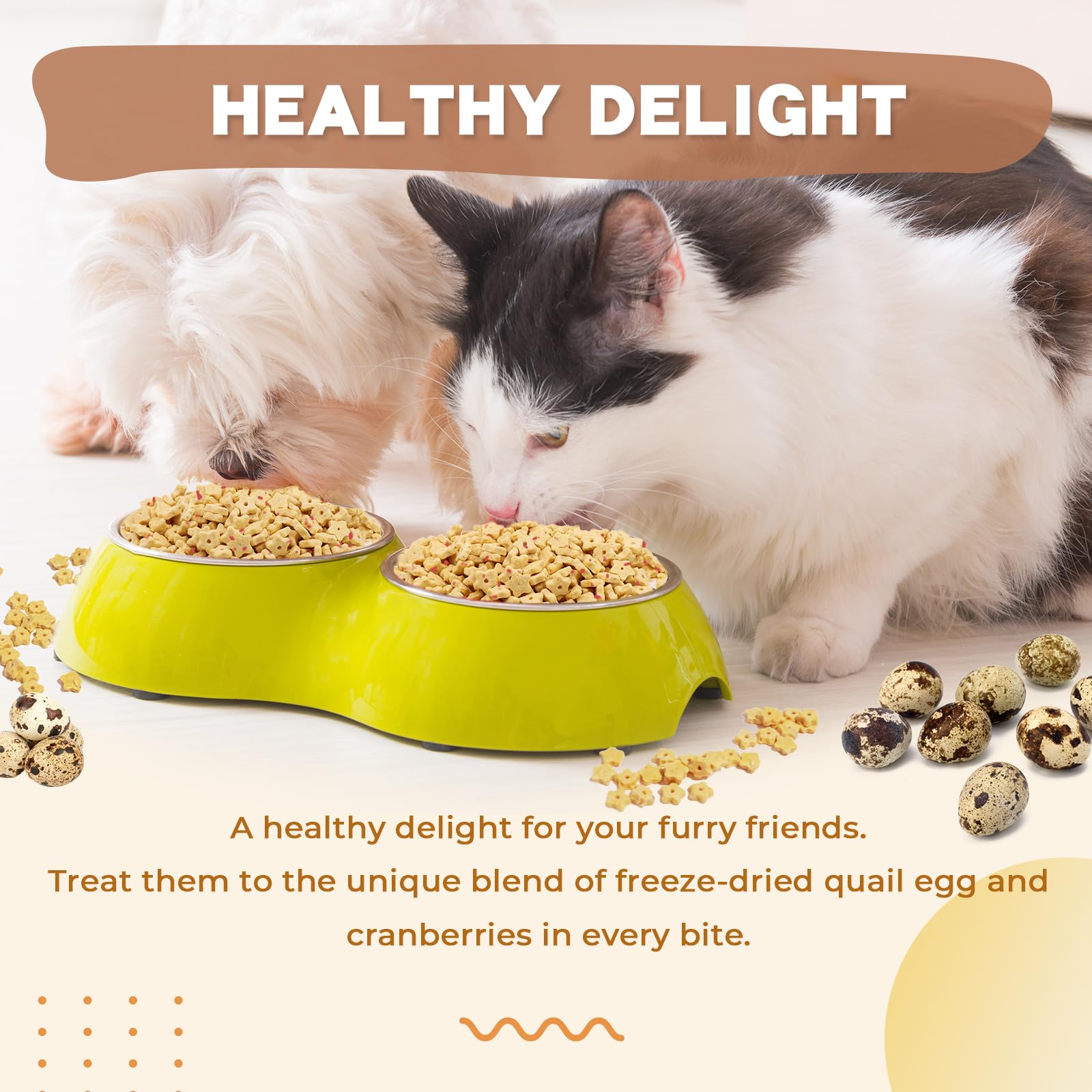 Freeze Dried Quail Egg Yolk & Cranberry Cat Dog Treats - Healthy Dehydrated Training Snacks for Pets - 2.5oz - Perfect for Reward Training & On-the-Go Treats
