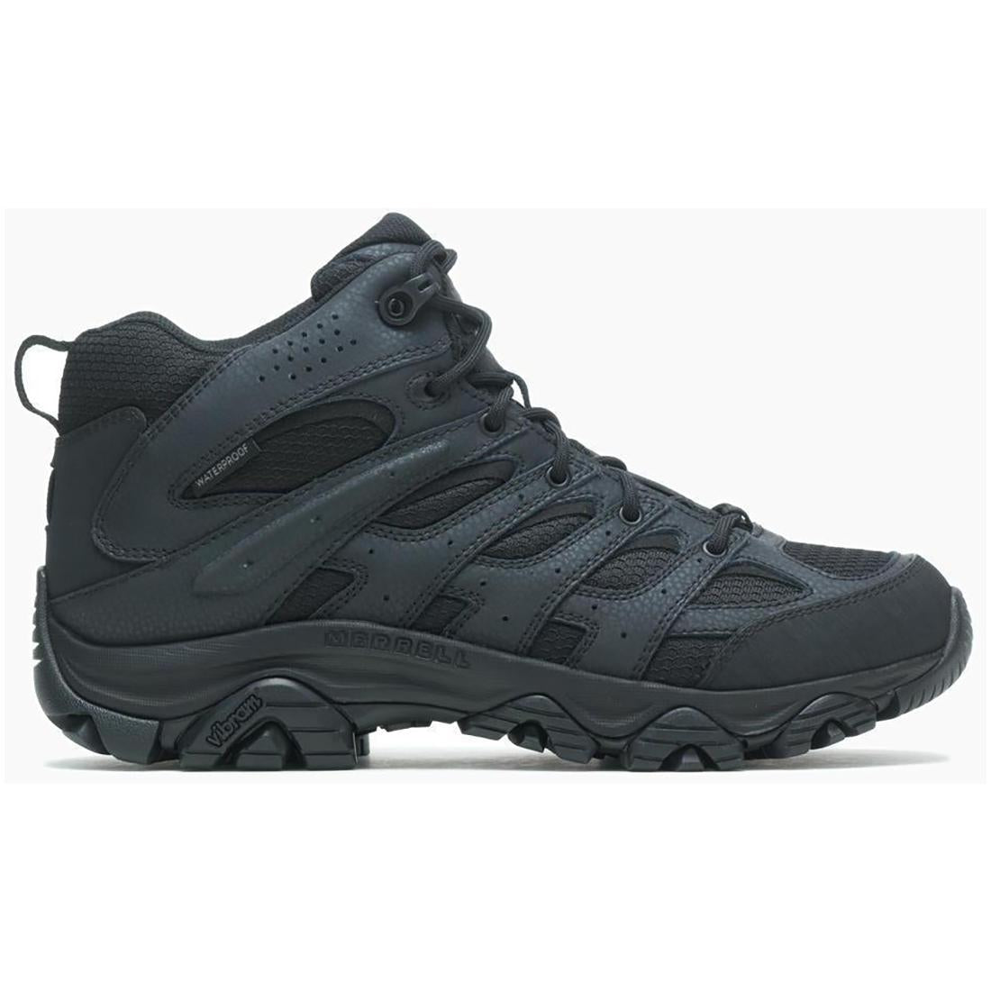 Moab 3 Mid Men's Tactical Work Boots WP Waterproof - Durable Black Military Boots for Hiking, Construction & Outdoor Work