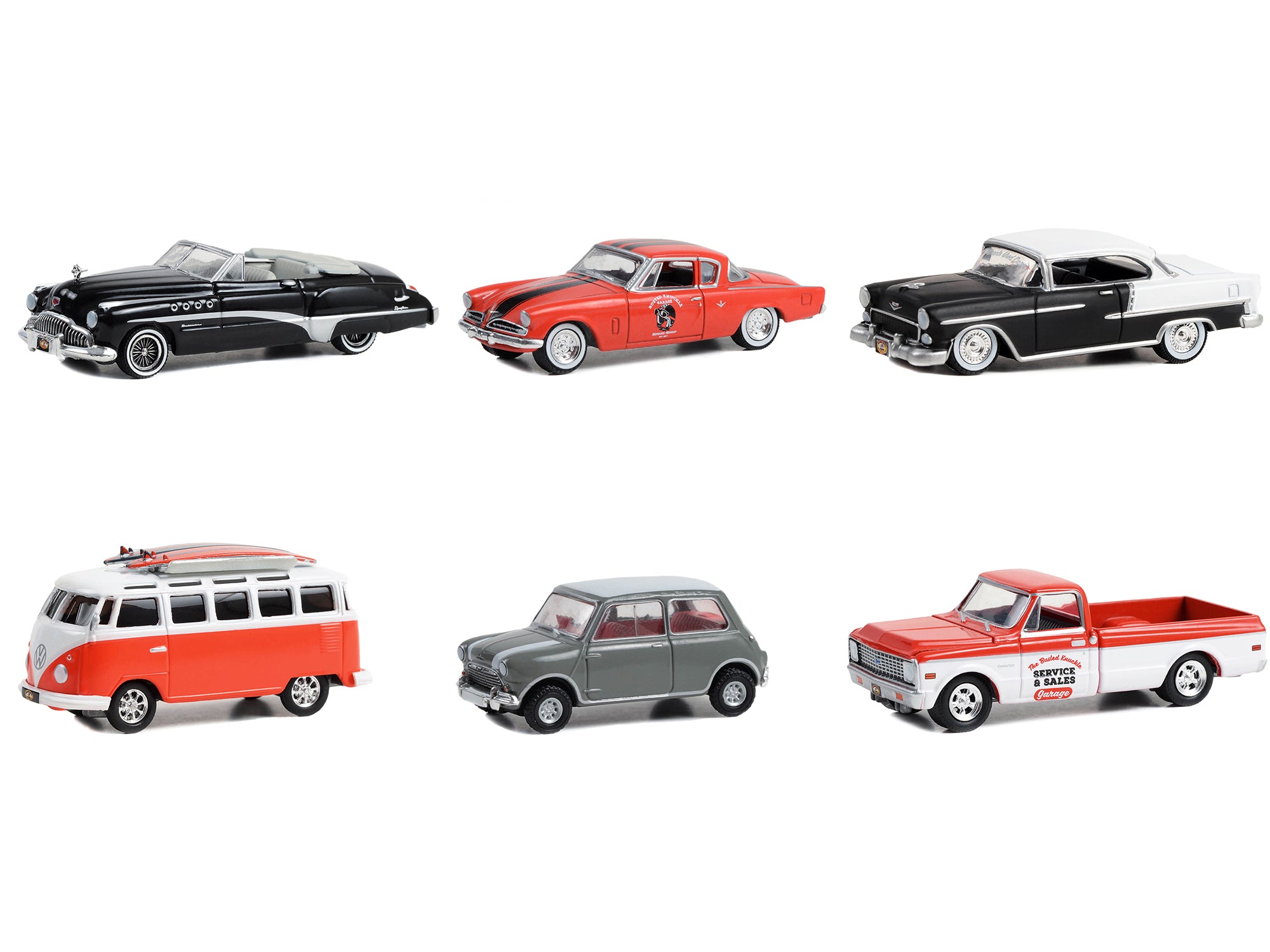Greenlight Busted Knuckle Garage Series 2 - 6 Piece 1/64 Diecast Model Car Collection | Vintage Car Models for Display, Gift & Collecting | Perfect for Car Enthusiasts & Model Collectors