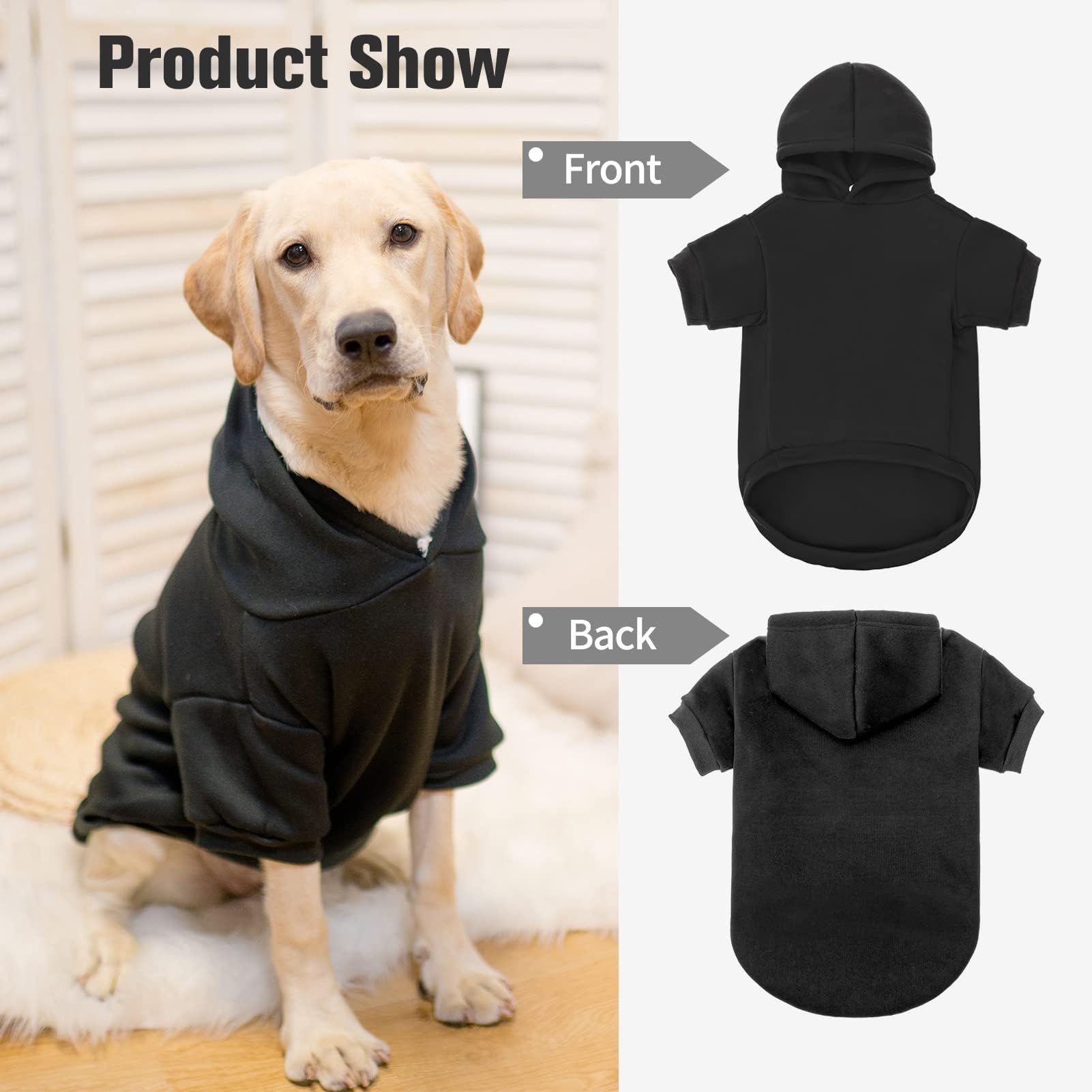 BINGPET Fleece-Lined Dog Hoodies - Soft & Warm Winter Sweater for Small, Medium, Large Dogs & Cats | Cozy Fall & Winter Apparel for Outdoor Walks & Indoor Comfort