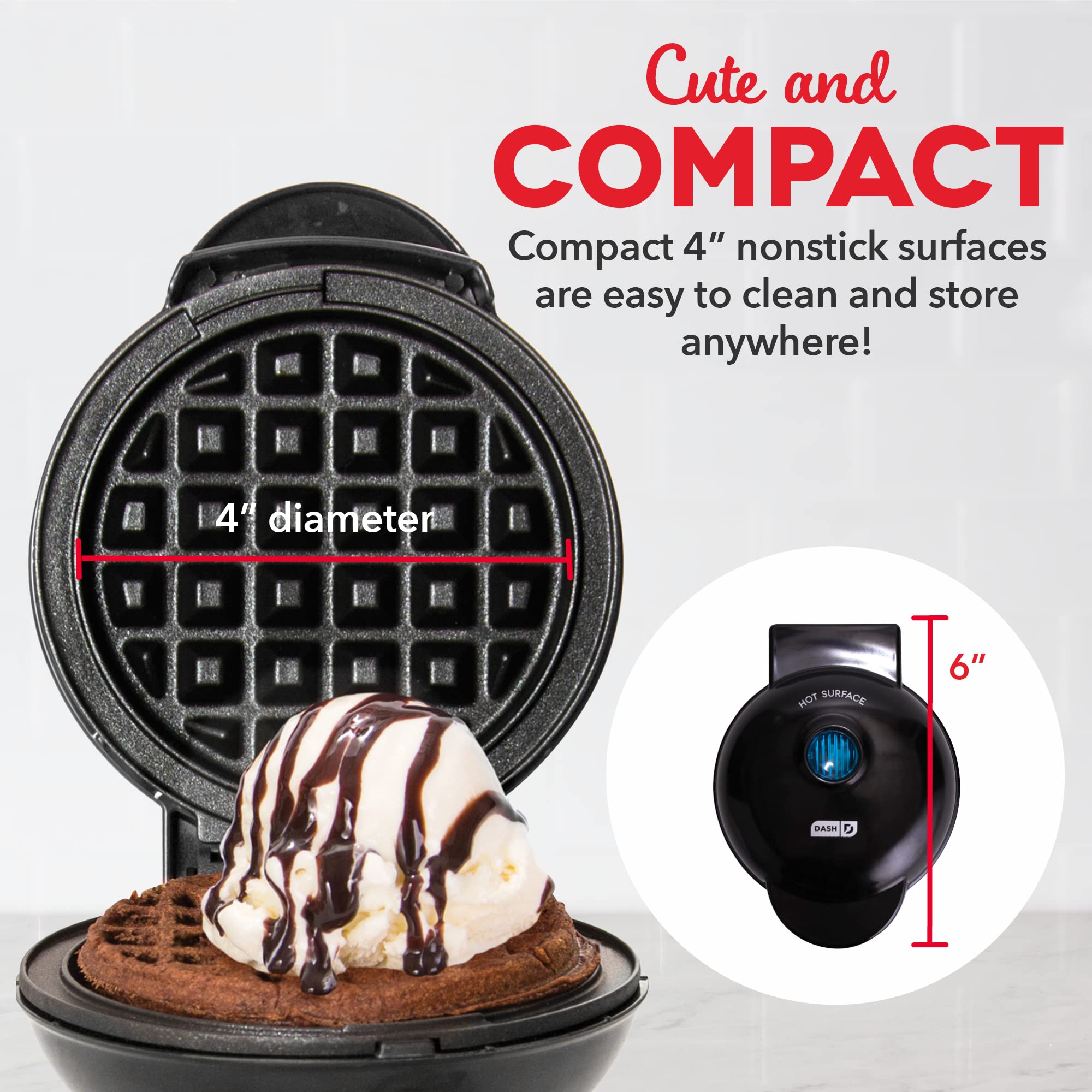 DASH Mini Waffle Maker and Griddle Set - 2-in-1 Breakfast Appliance for Waffles, Pancakes & More - Perfect for Small Kitchens, Dorms & Camping - Black