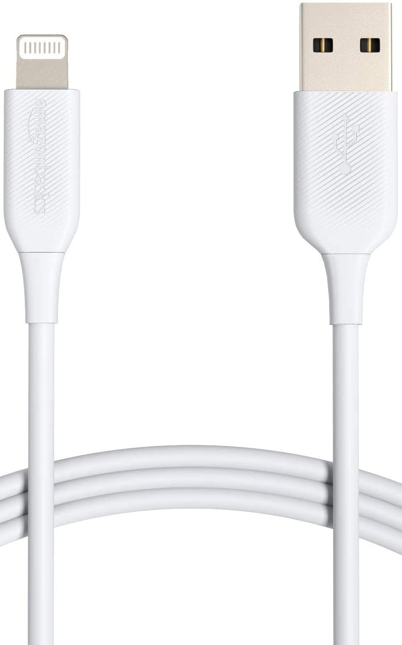 Amazon Basics MFi Certified USB-A to Lightning Cable (6ft, White) - Fast Charging Cord for iPhone 14/13/12/11/X/Xs/Pro/Max/Plus & iPad - Perfect for Home, Office & Travel Charging