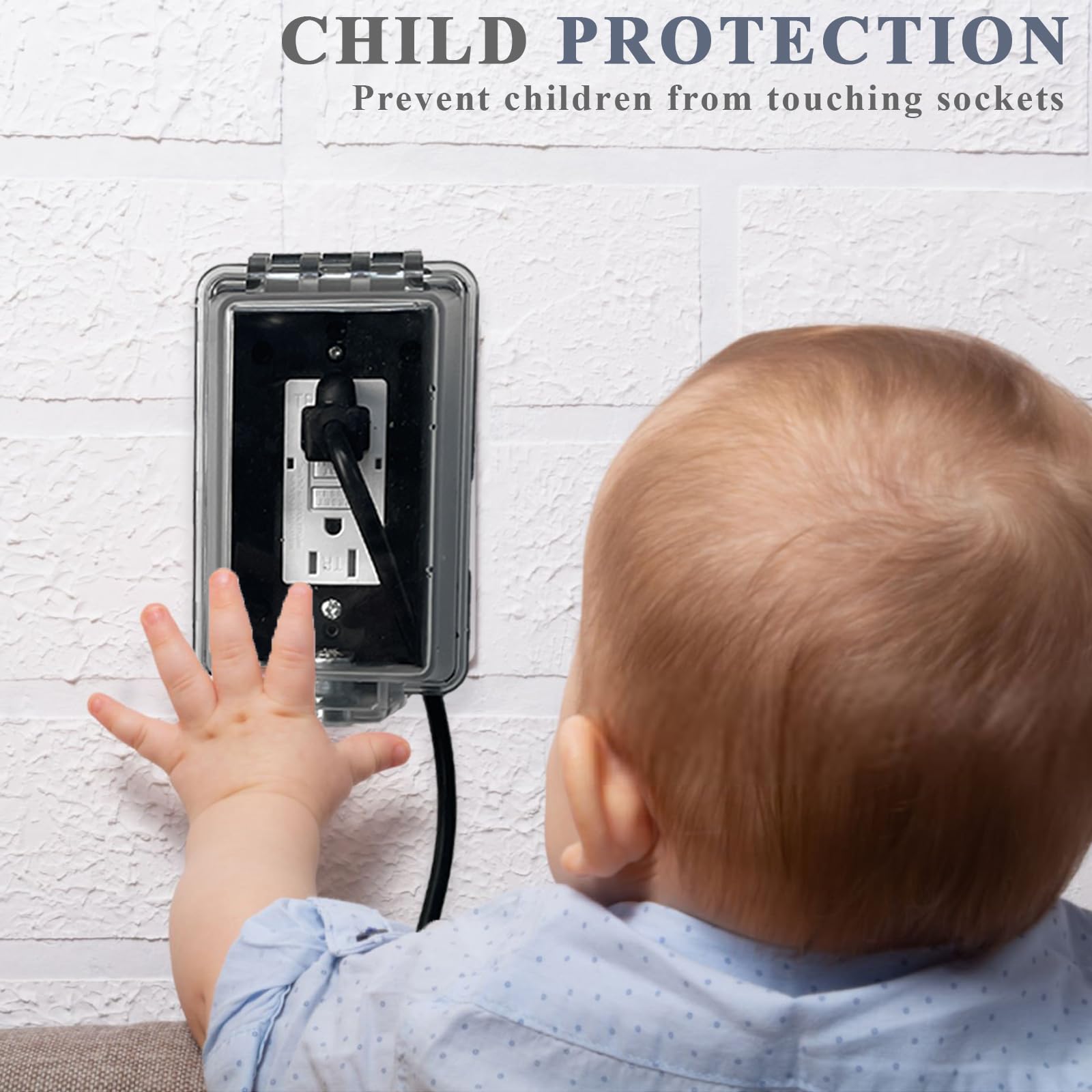 Weatherproof Electrical Outlet Cover with Lock - Baby Proof Outlet Lock Box for Indoor & Outdoor Use - Universal Fit for 2.6