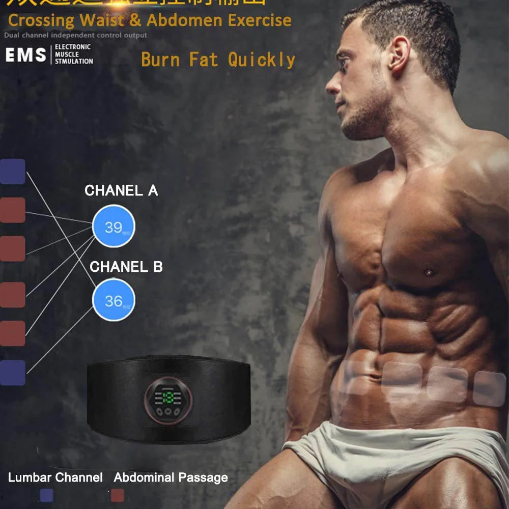 Electric ABS Muscle Stimulation Belt - EMS Abdominal Trainer for Core Workout & Toning | Gym, Home Fitness & Recovery Use