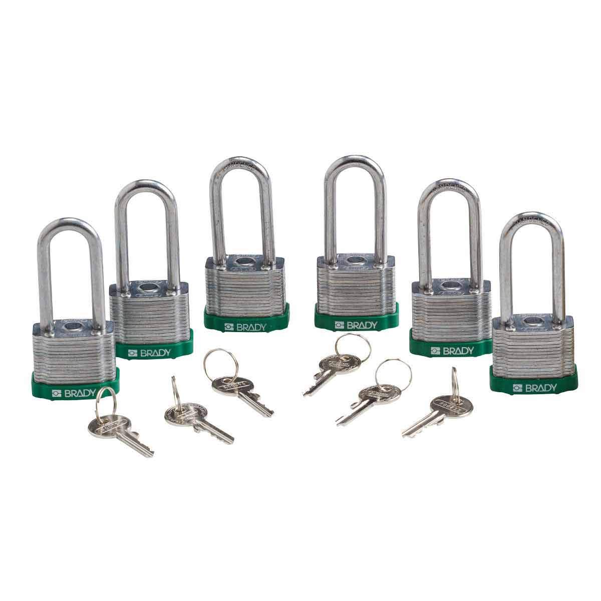 Brady Steel Lockout Tagout Padlock 6-Pack - Keyed Alike, 1-1/3