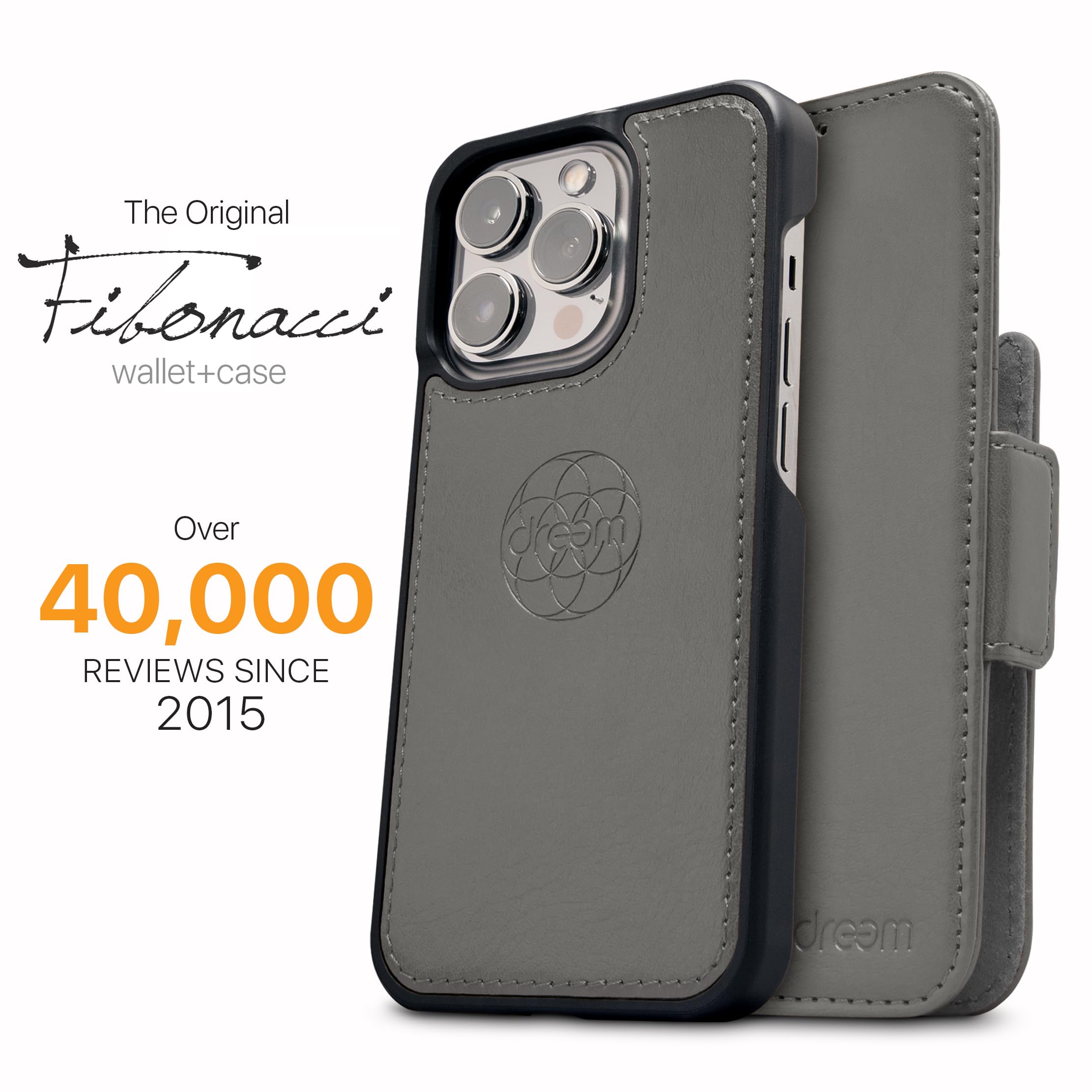 Premium Vegan Leather iPhone 13 Pro Max Wallet Case with Detachable Design - 2-in-1 Magnetic Cover with Built-in Kickstand, RFID Blocking Card Holder & MagSafe Compatibility (Grey) | Perfect for Business Travel, Daily Commute & Hands-Free Video Watching