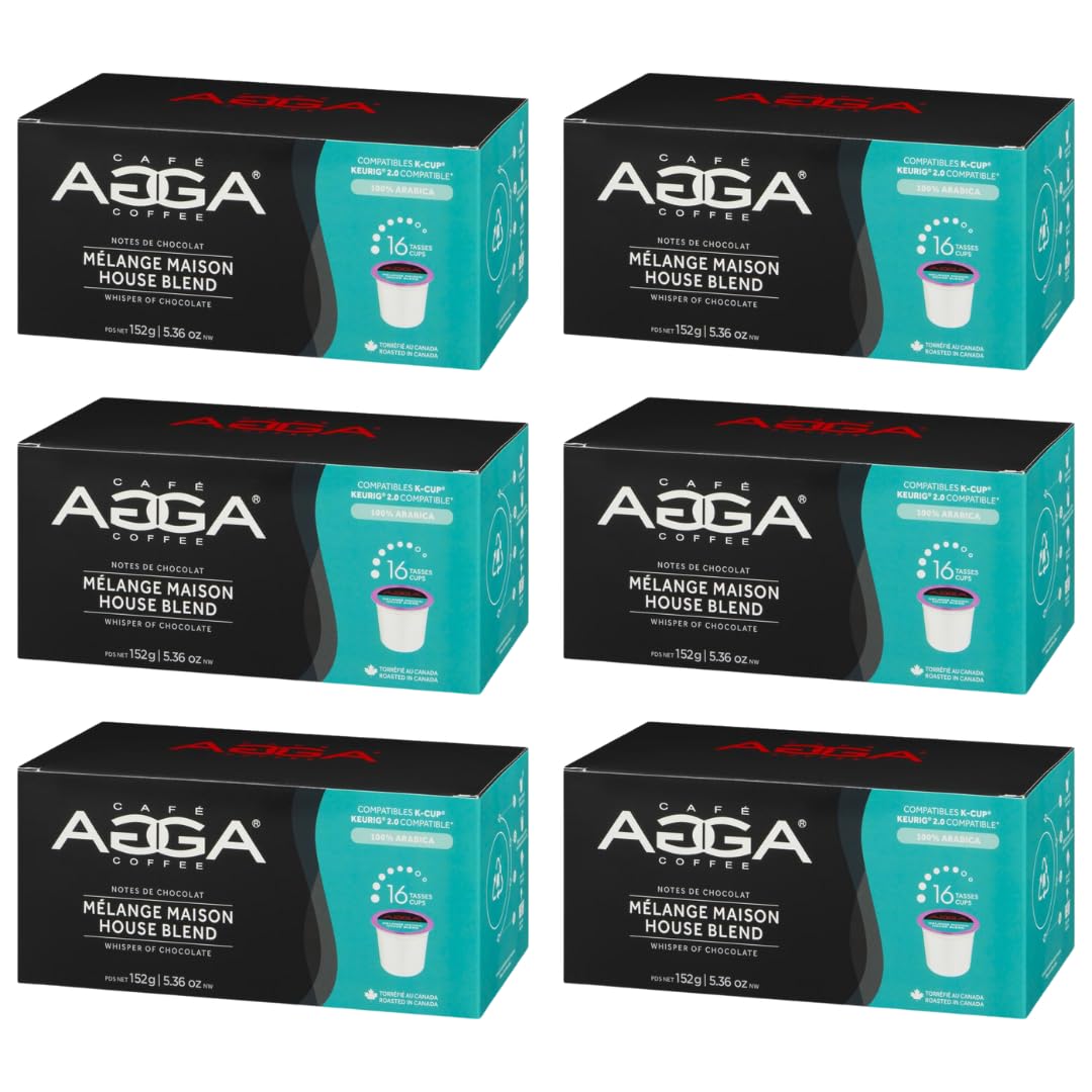 Agga Coffee - Keurig Compatible Coffee Pods, 96 Count (6 Boxes of 16) - 100% Arabica, BPA-Free, Recyclable & Kosher Certified K-Cups for Single Serve Brewers - Perfect for Home, Office or Gifting (House Blend)