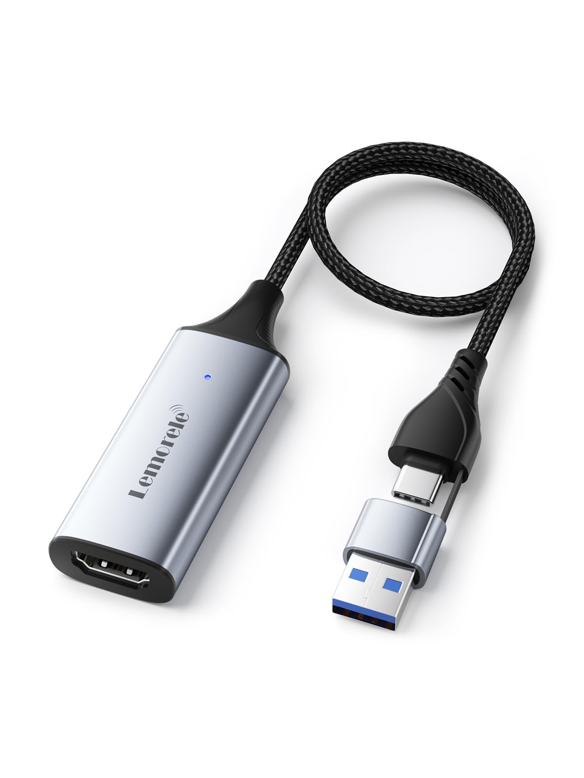 Lemorele USB 3.0 HDMI Video Capture Card - 4K 1080P 60Hz Game Capture Device with USB Adapter for Live Streaming, Recording, Gaming & Video Conferencing on Windows, Mac, iPhone 15 & Android - Perfect for Twitch, YouTube & Zoom Meetings